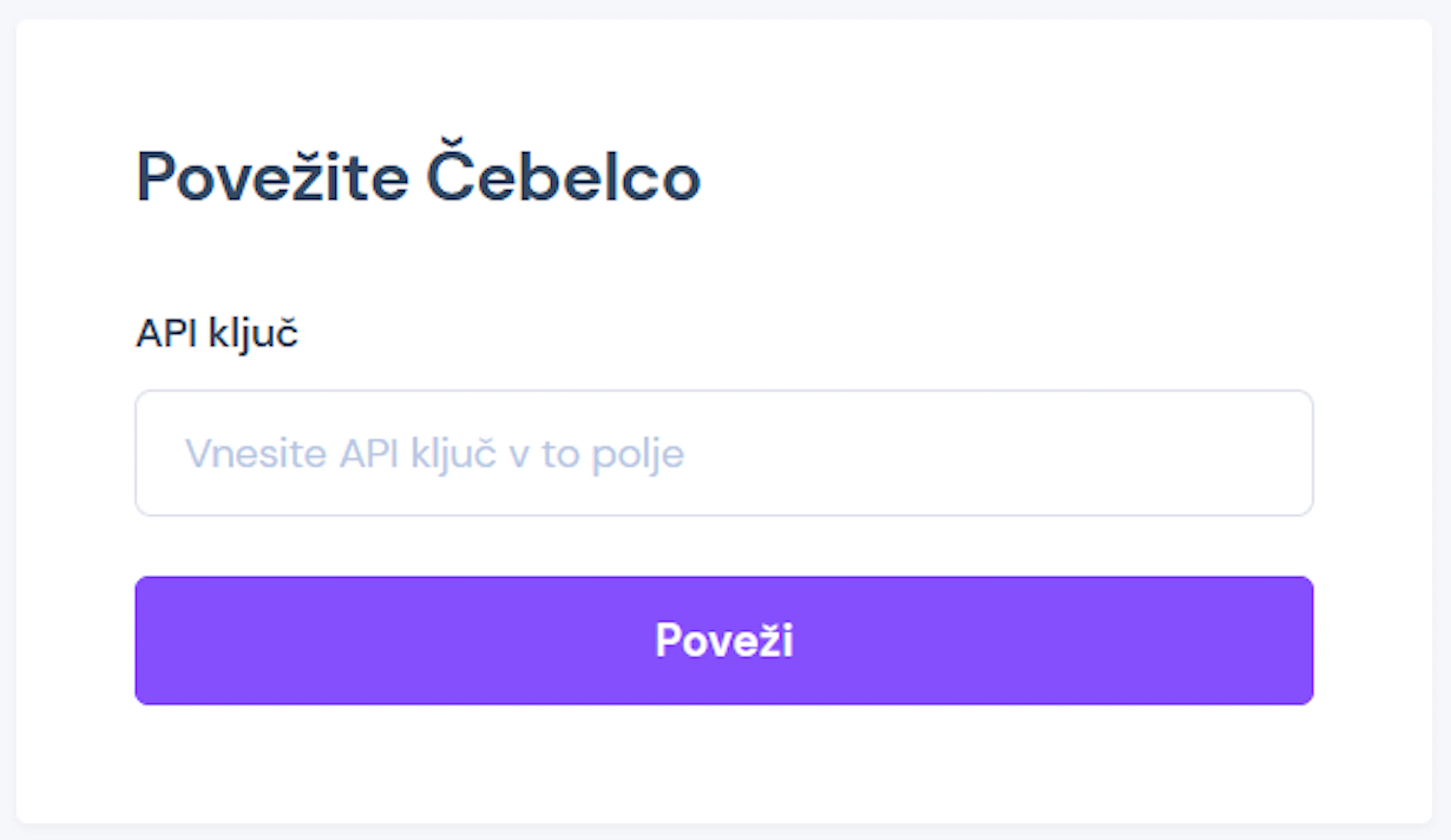 Vnos API ključa iz Čebelce v nastavitvah povezave v eHero