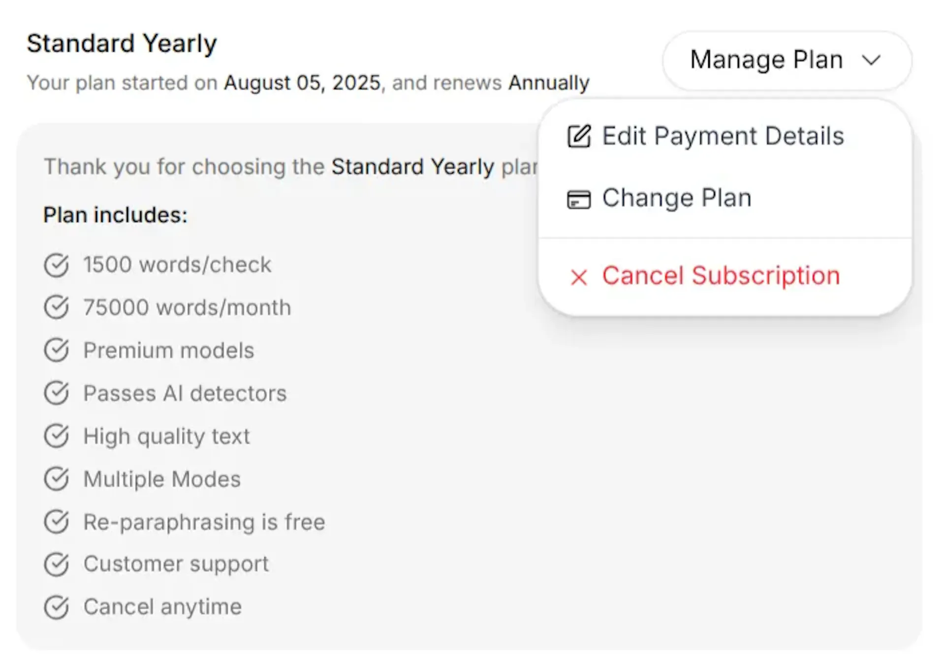Manage Your Subscription - Humanize AI