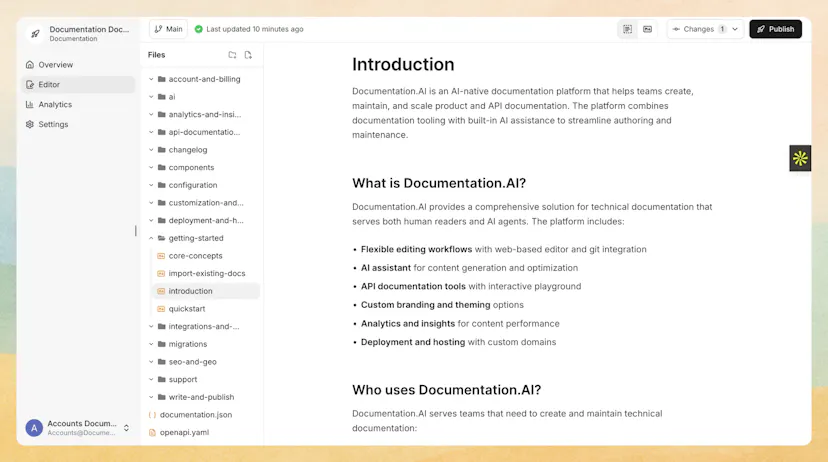 Web Documentation Web Editor - Documentation.AI