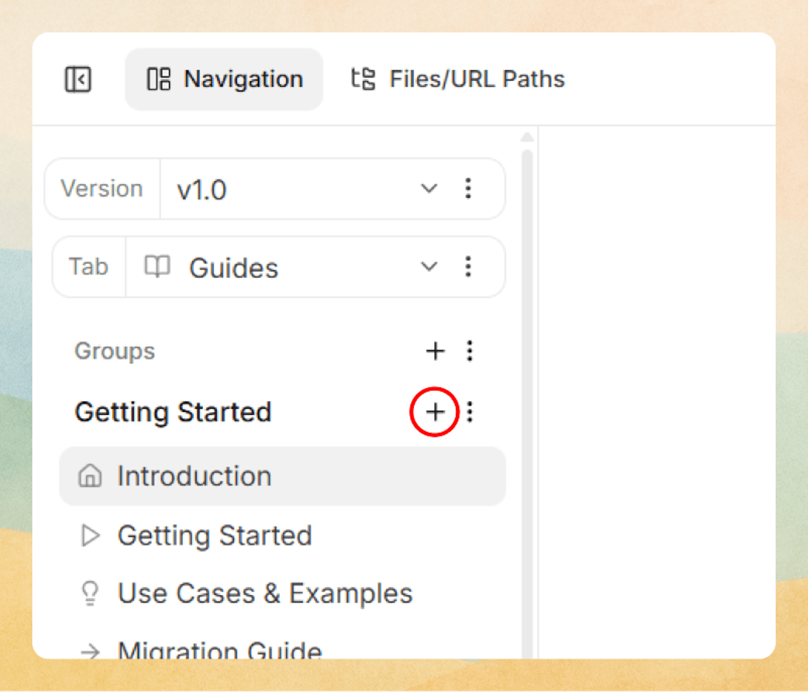 Adding a new page from sidebar, if groups exist
