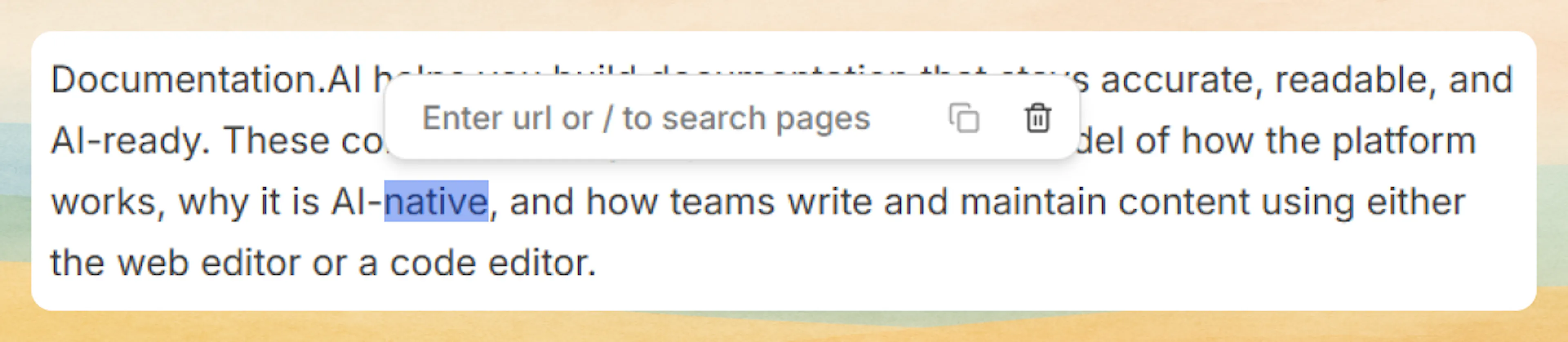 Inline text link in Web Editor
