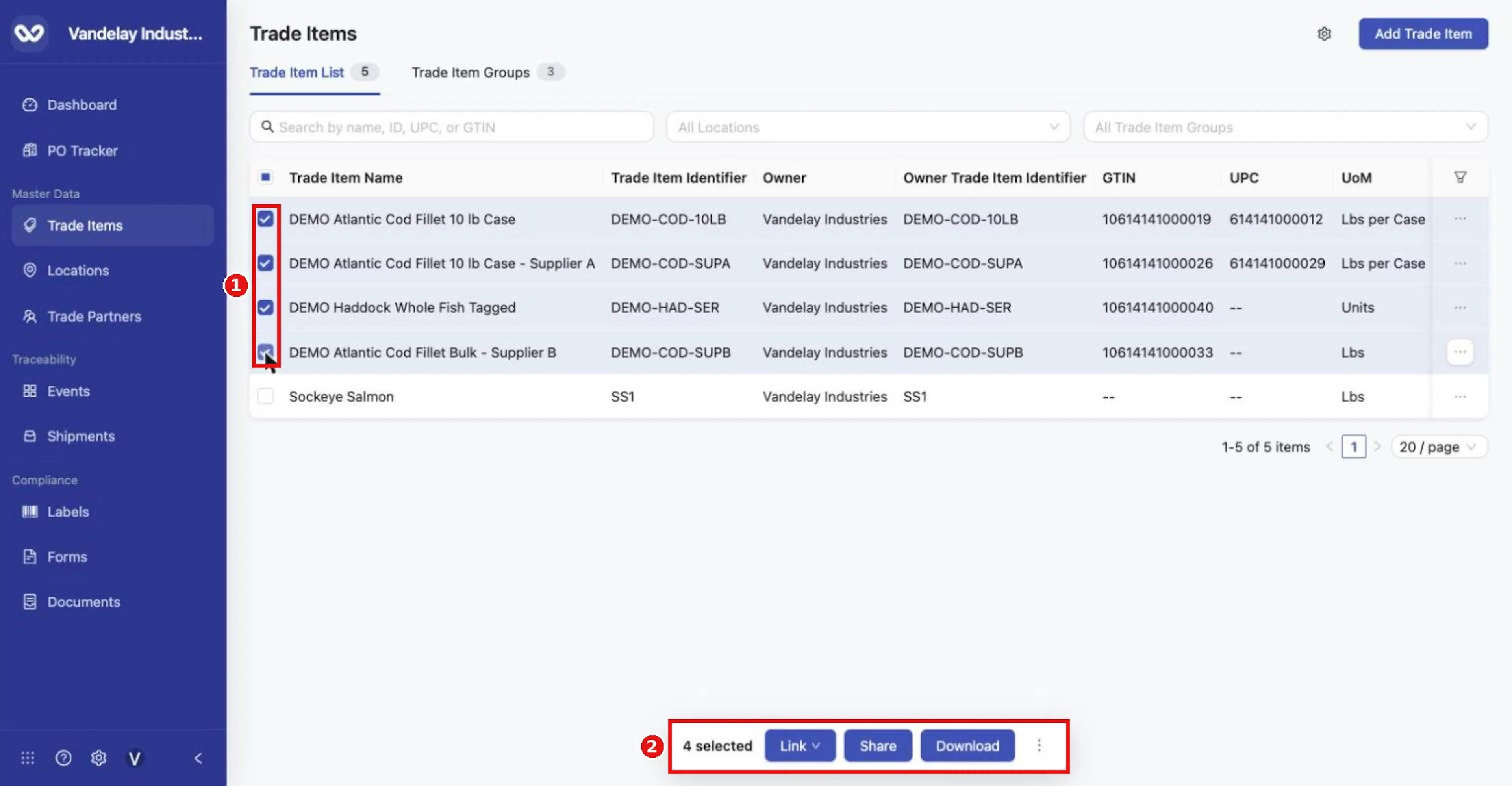 Four items selected; the command bar shows '4 selected'.