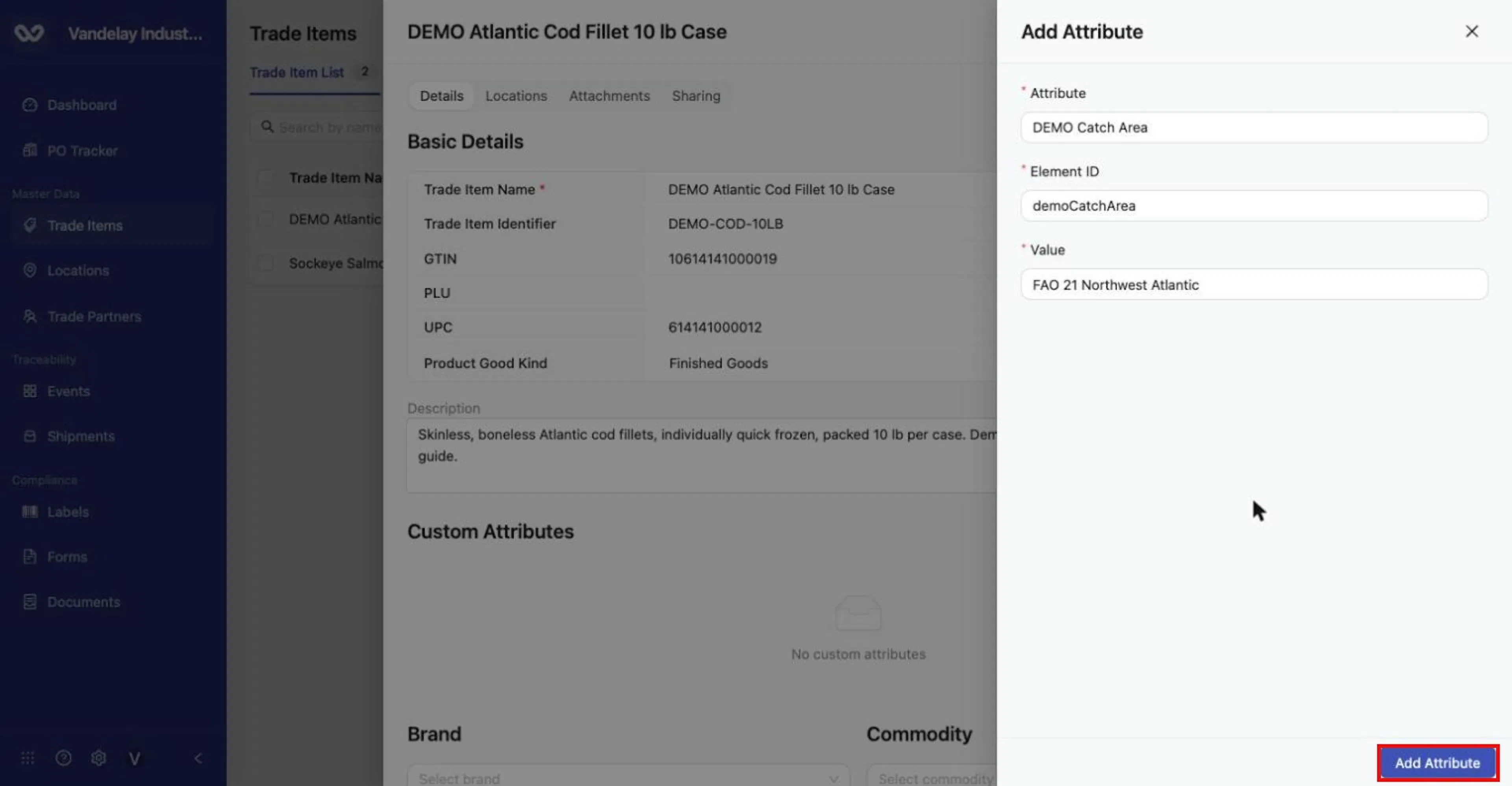 Example attribute filled in. Click Add Attribute to save.