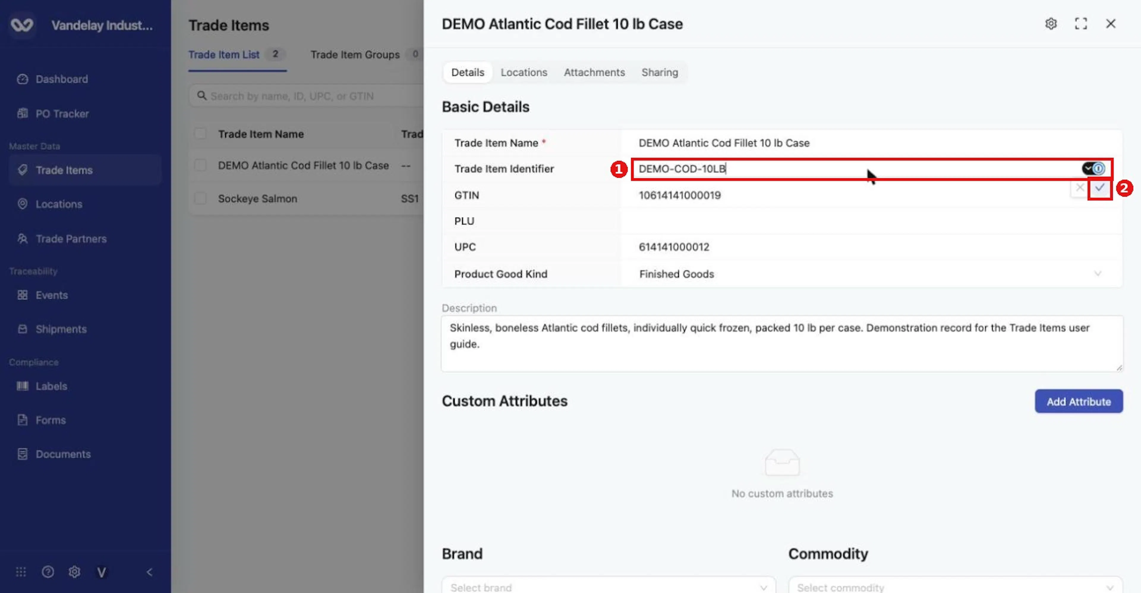 Click a value in Basic Details to edit it inline. Type the new value, then click the check mark to save (or X to cancel).