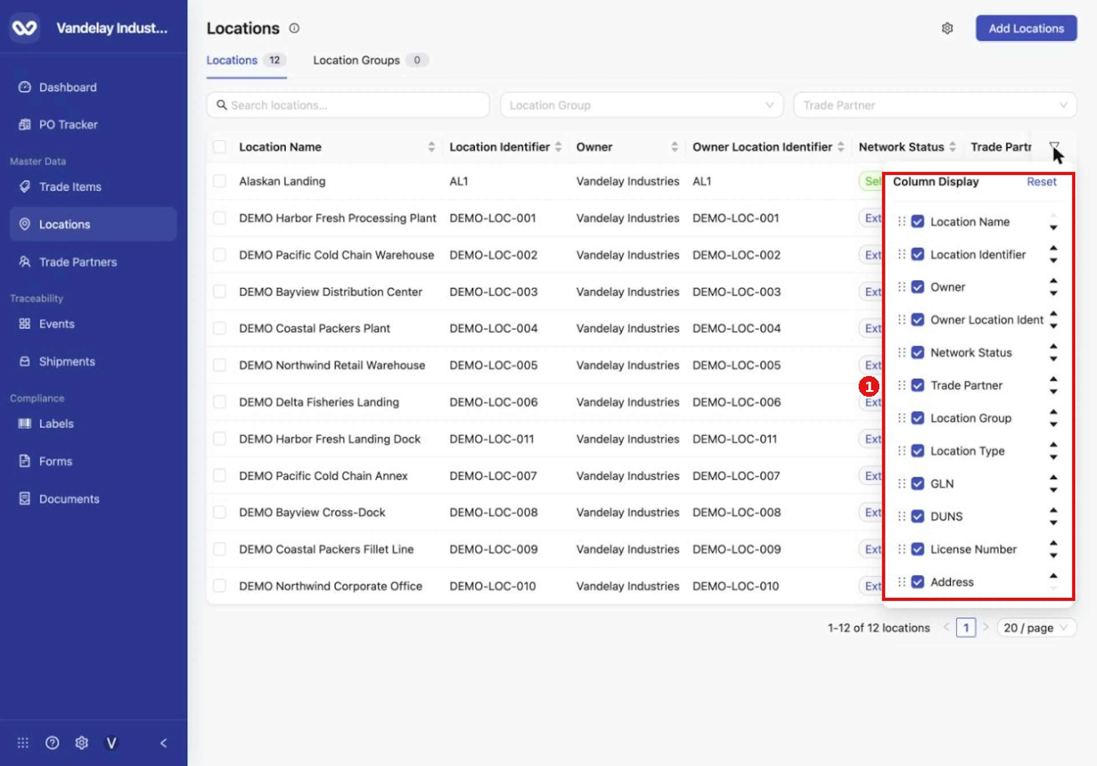 Open Column Display to choose and order the columns you see.