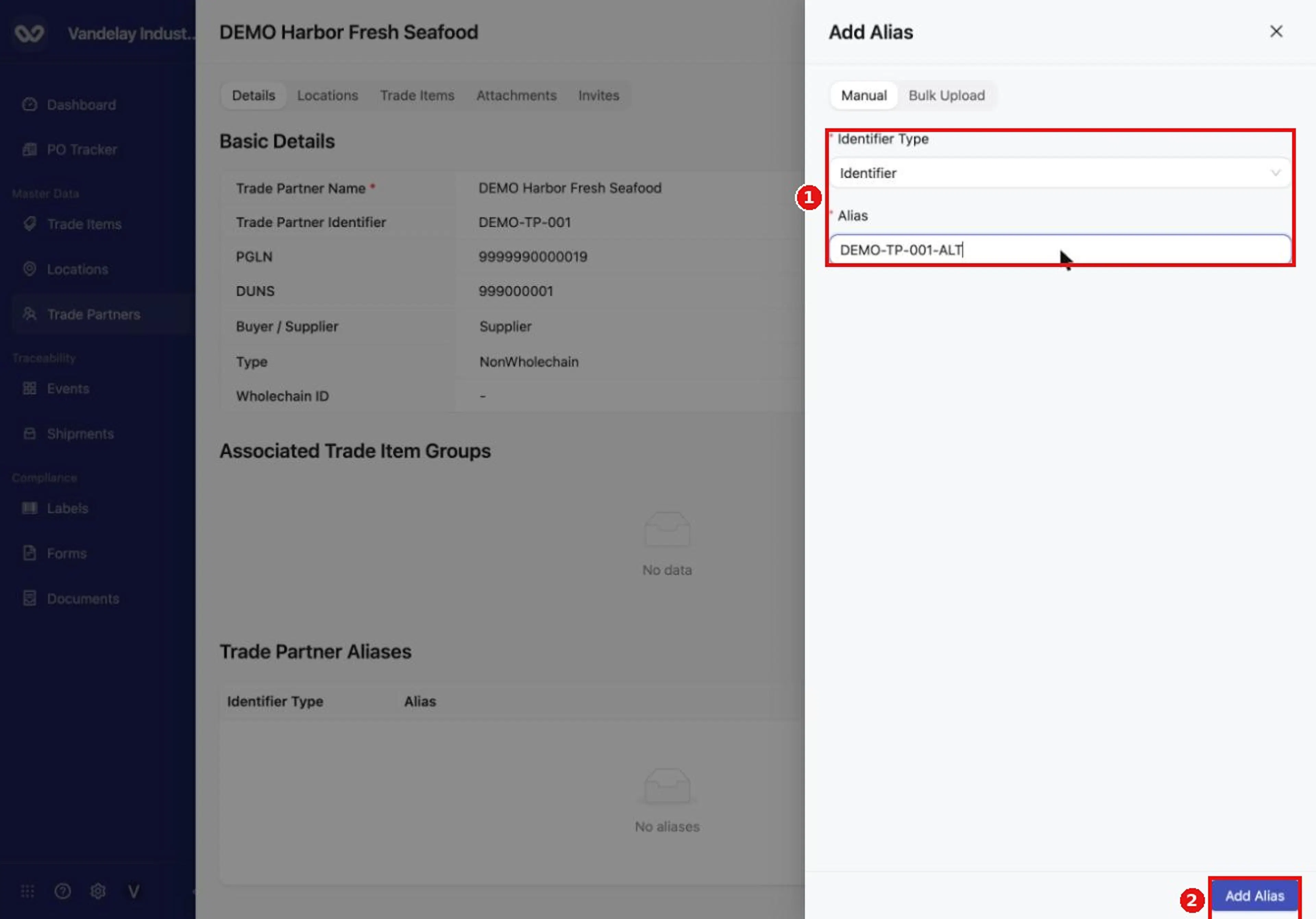 Enter the alias value, then select Add Alias.