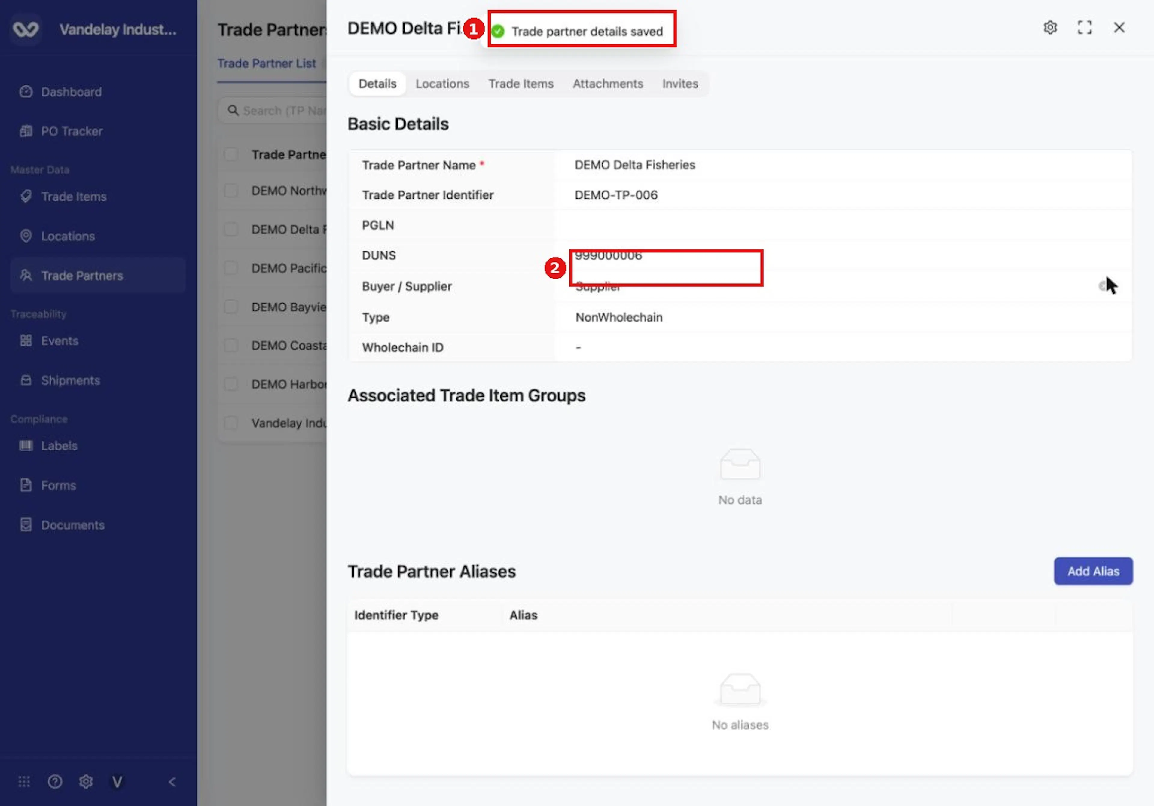 A confirmation appears when the change is saved.