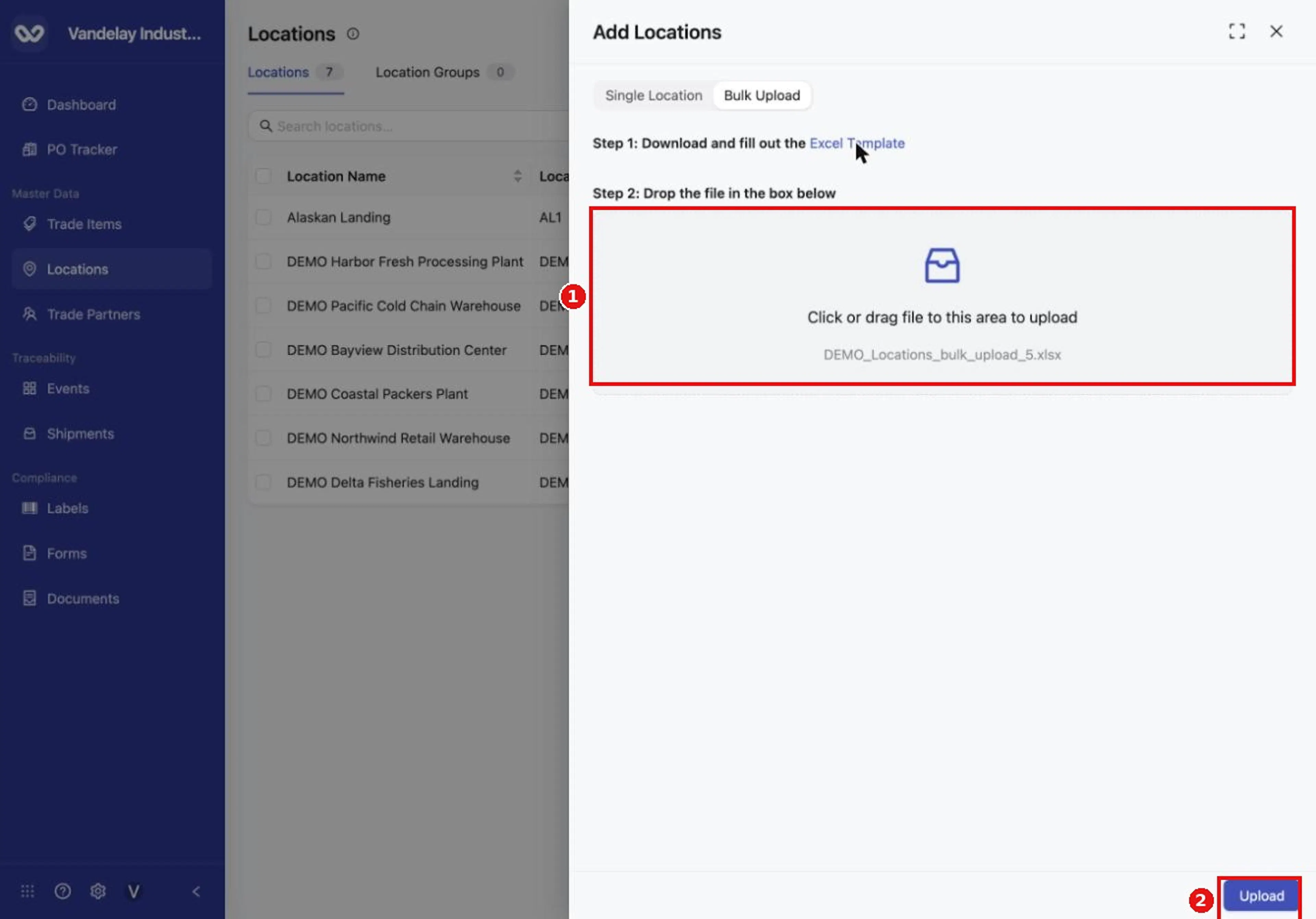 After you choose a file, select Upload.