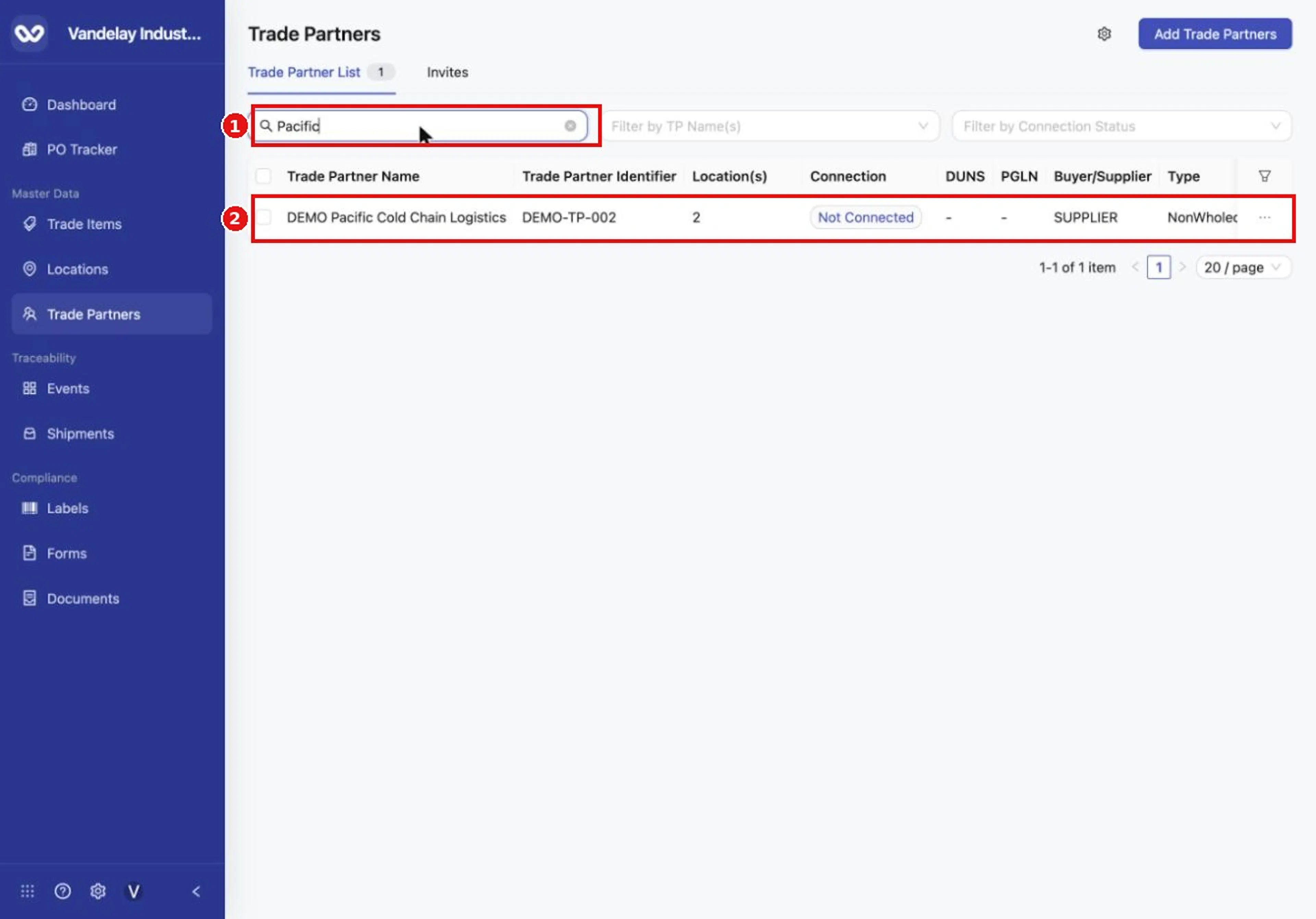 Type part of a name in the search box to narrow the list.