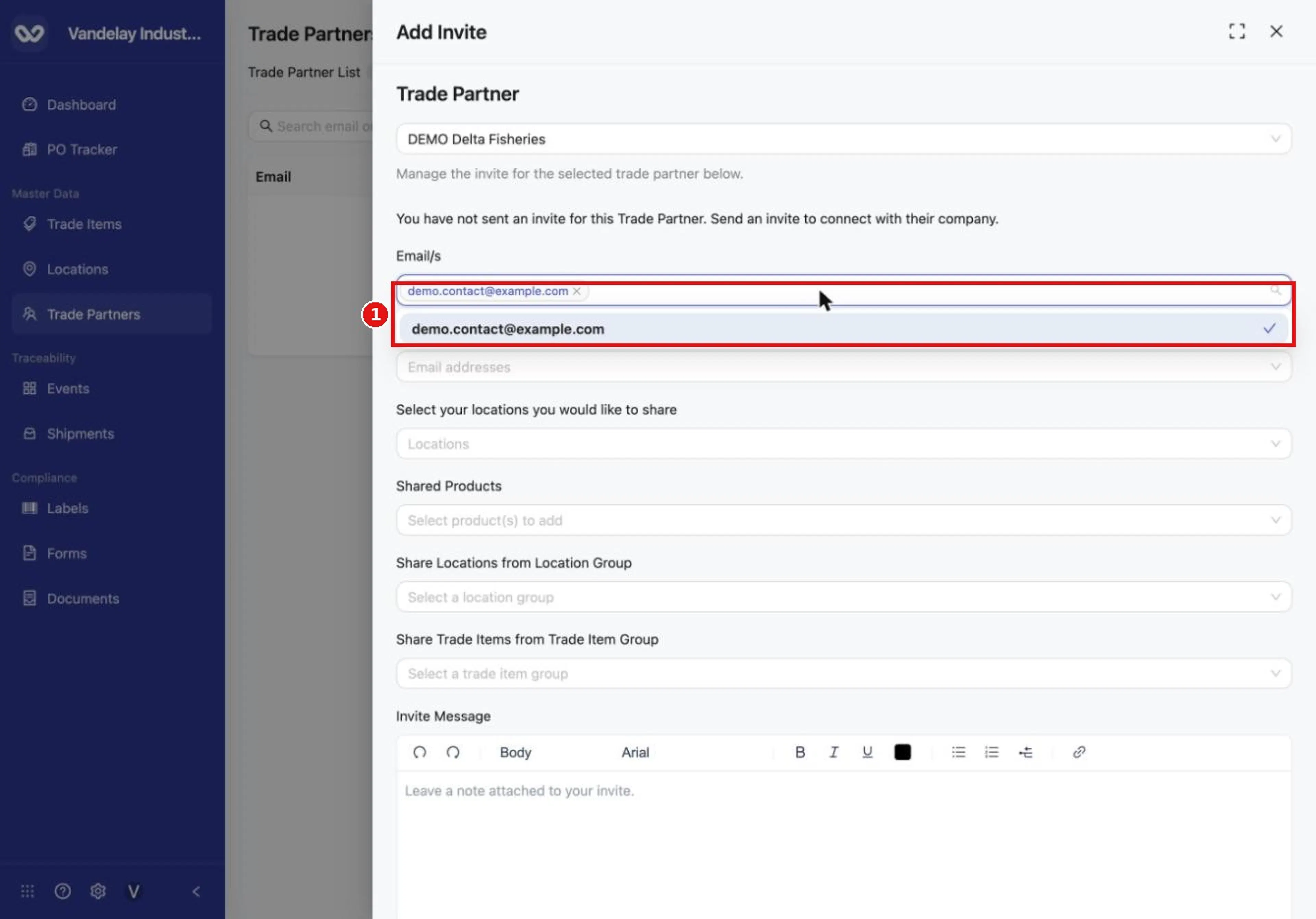 Type the recipient's email address and press Enter to add it.