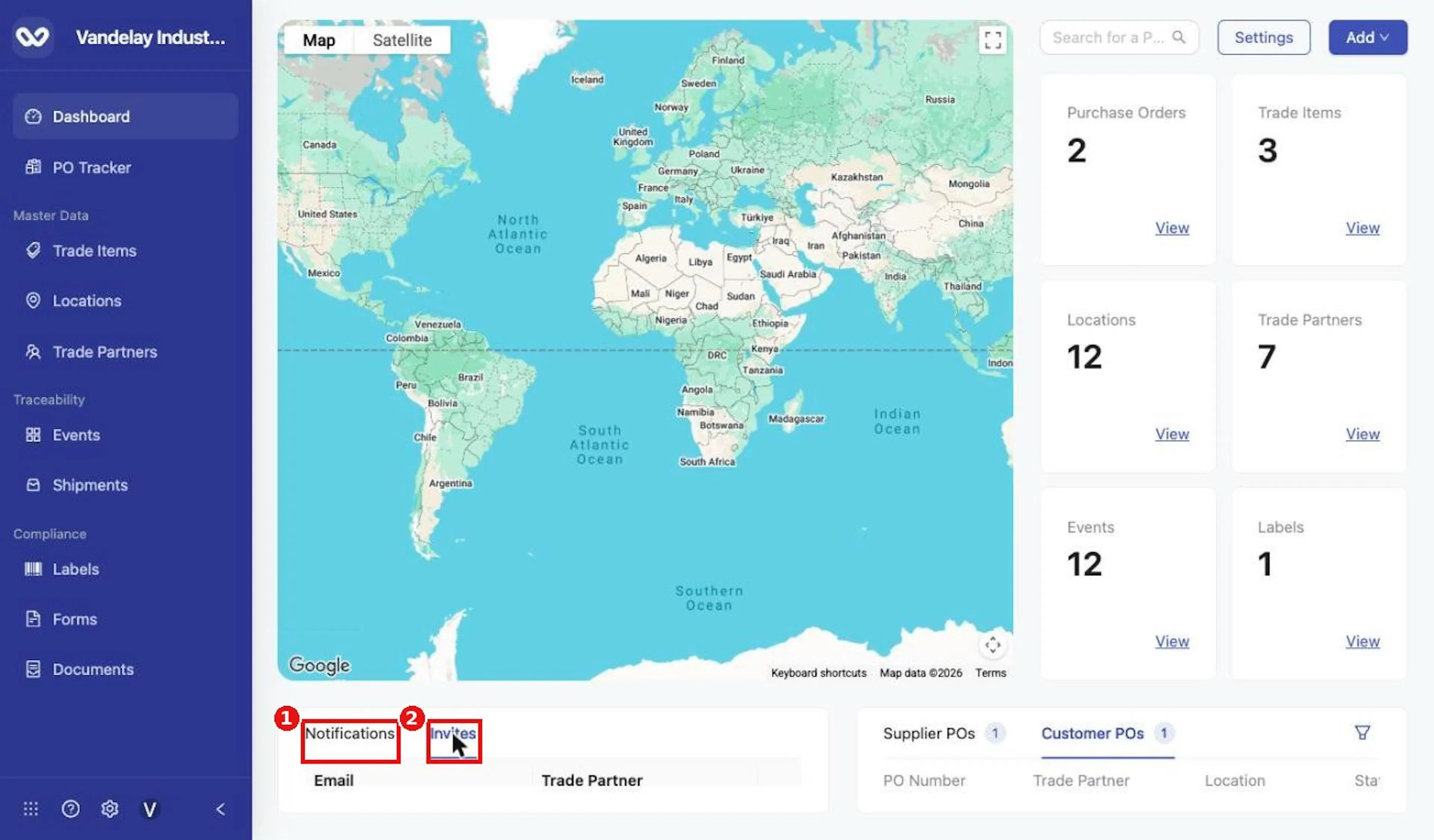 The Invites tab.