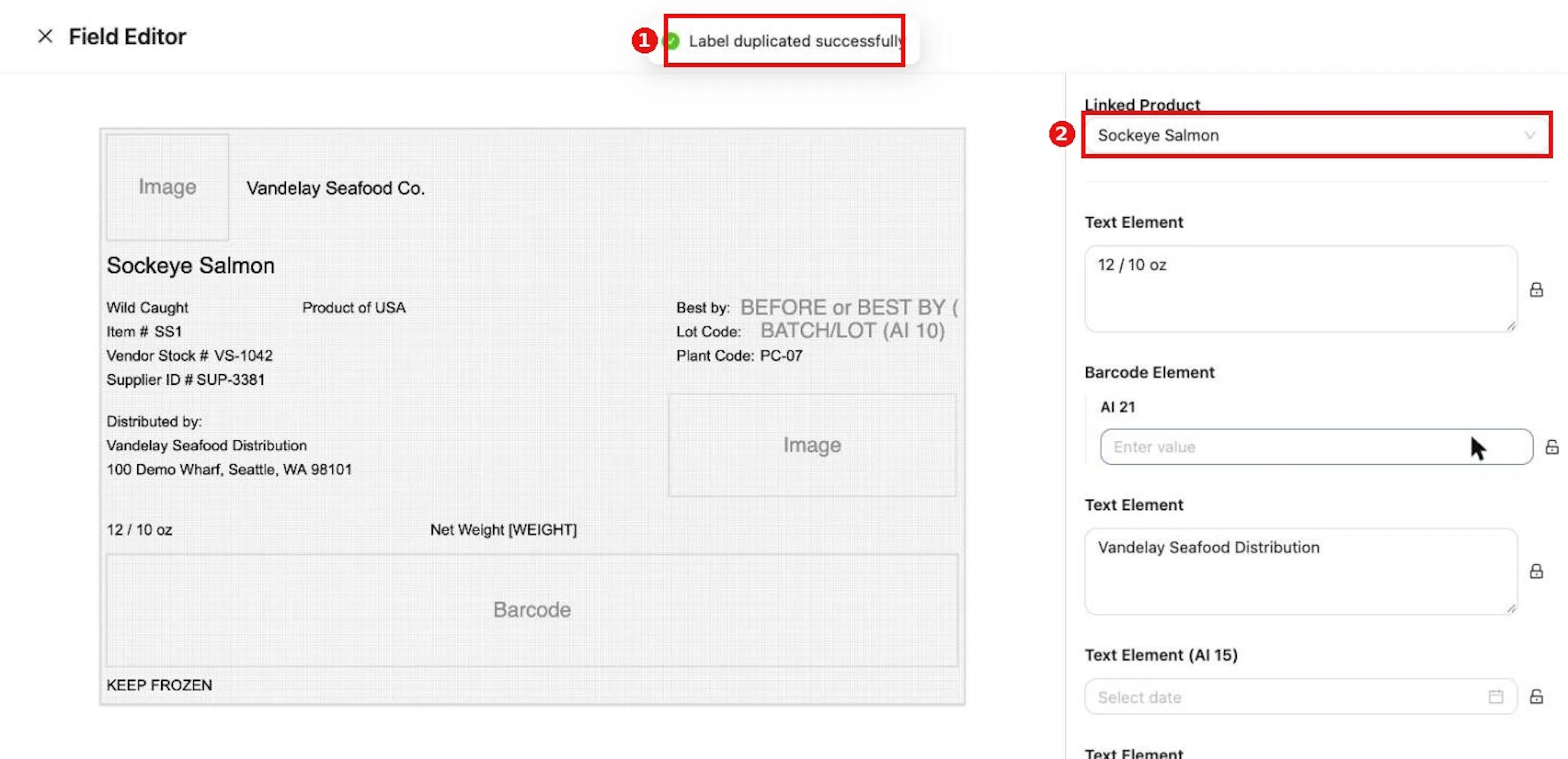 Duplicate creates Copy of the original and opens it in the Field Editor.