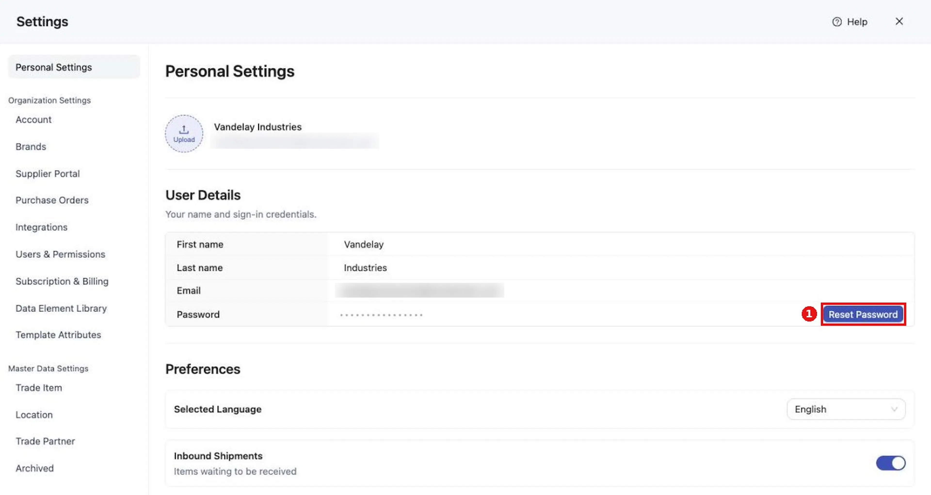 Personal Settings shows your profile, User Details, and Preferences.