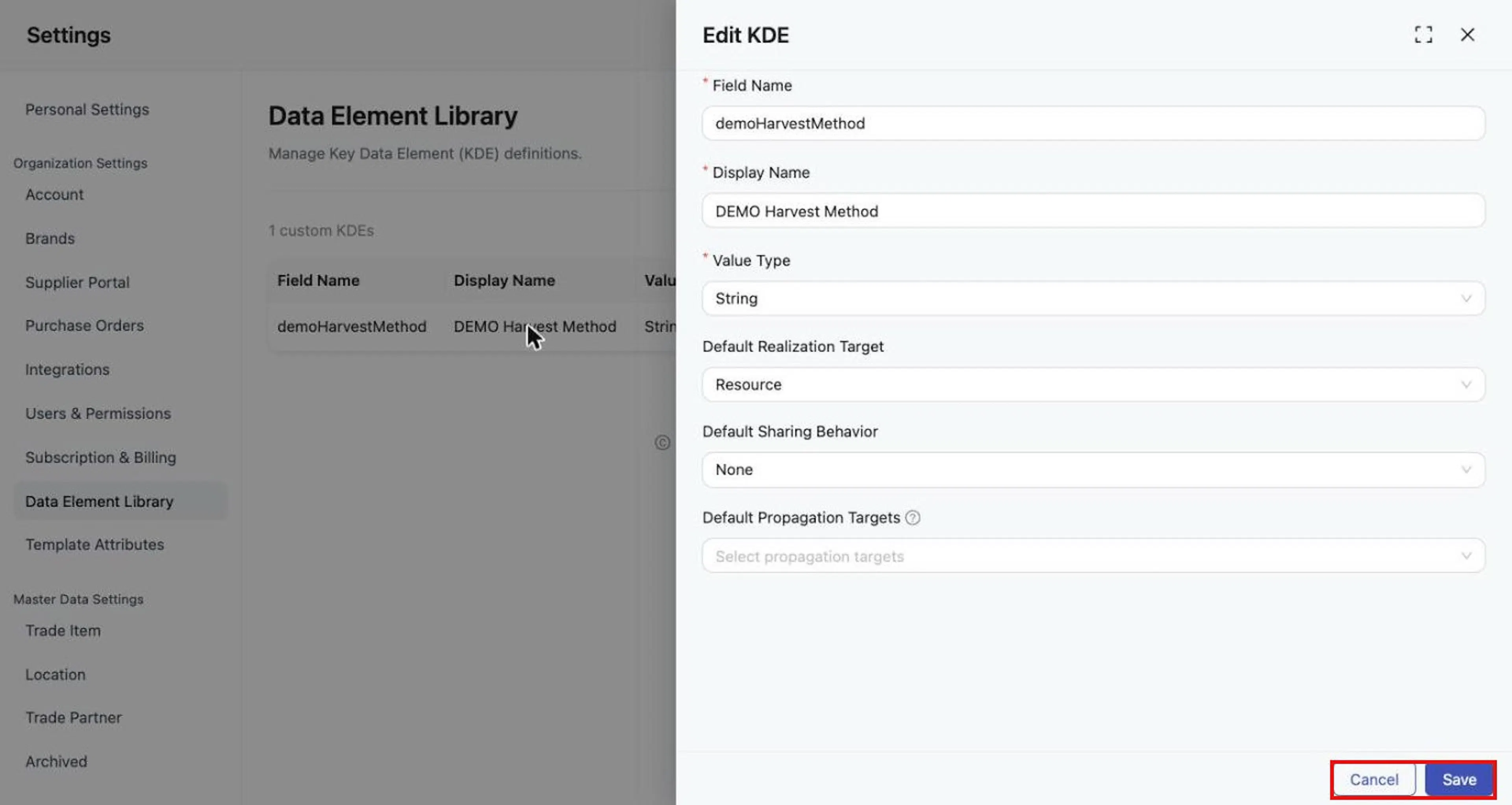 Edit KDE opens from a table row; Save or Cancel.