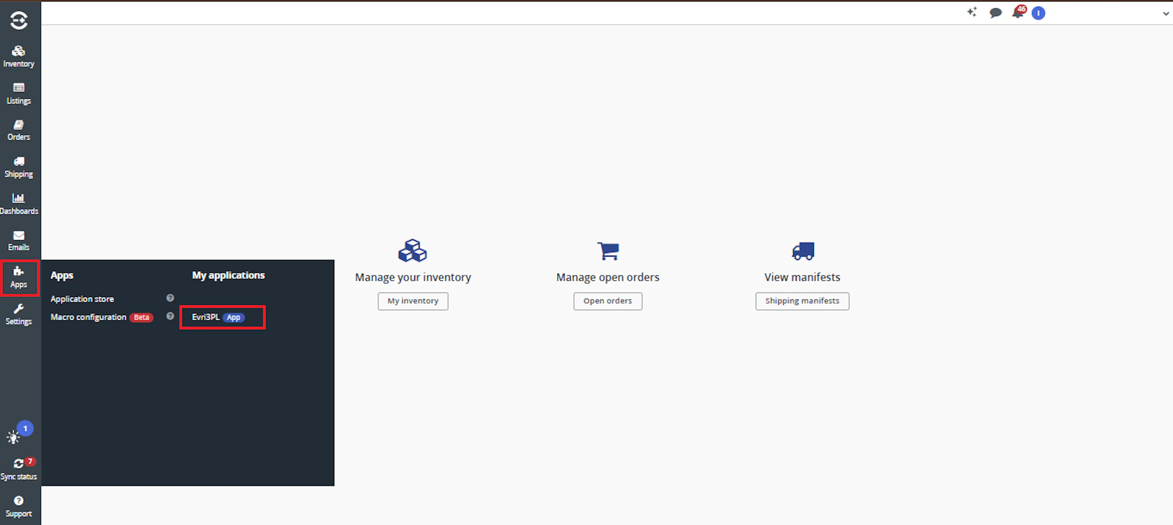 Linnworks My Applications page showing the Evri 3PL Integration application