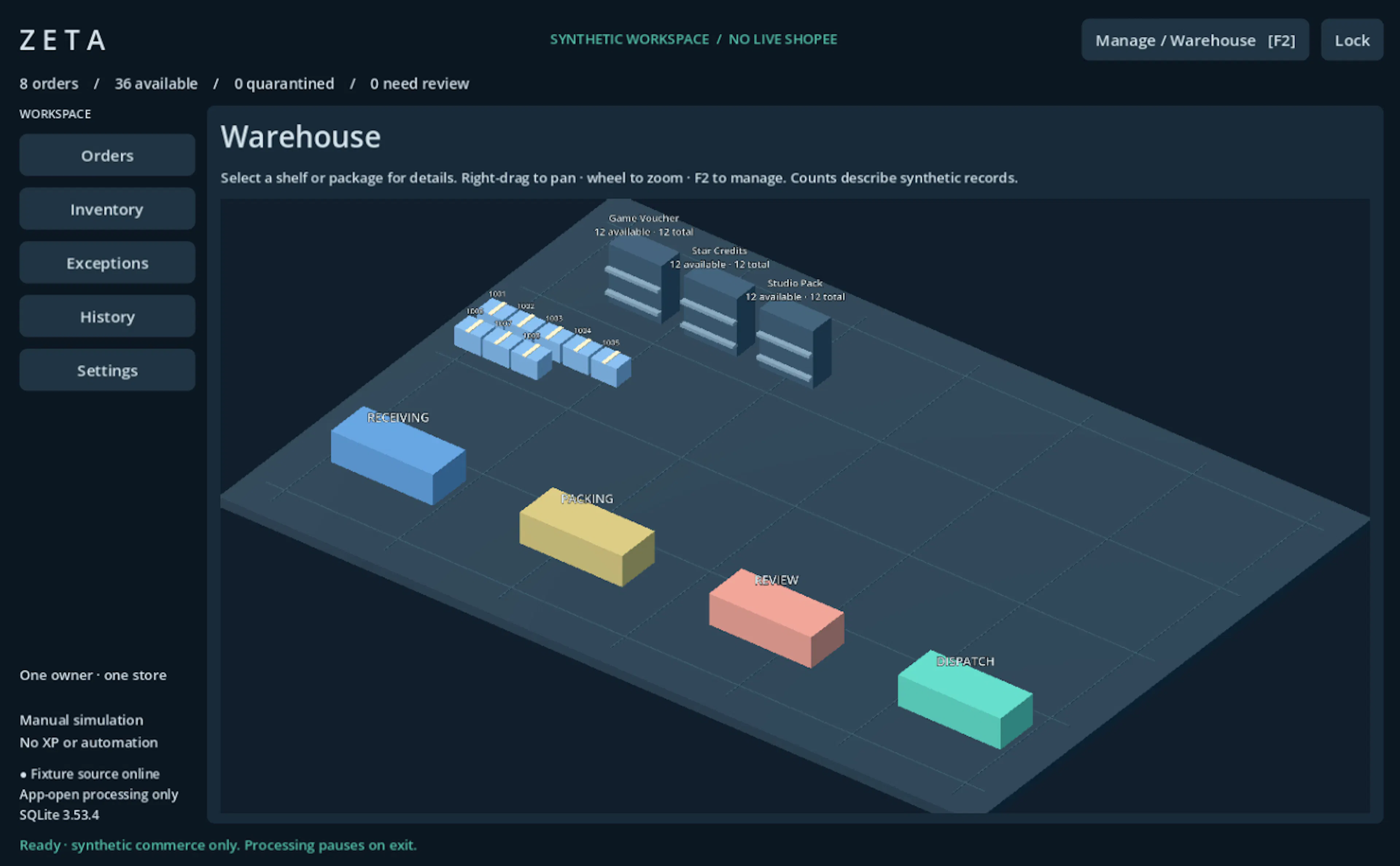 Screenshot of Zeta Application (v0.1.0)