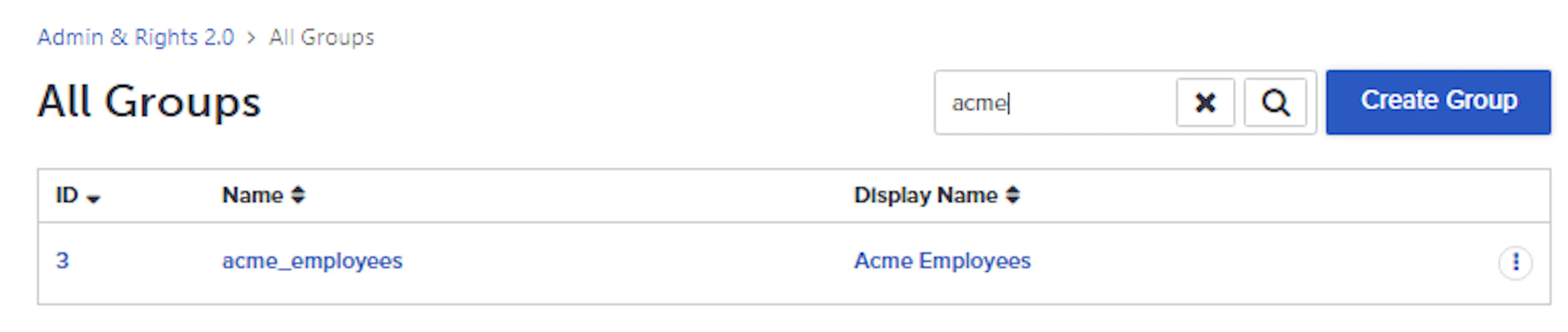 All Groups dashboard listing existing groups