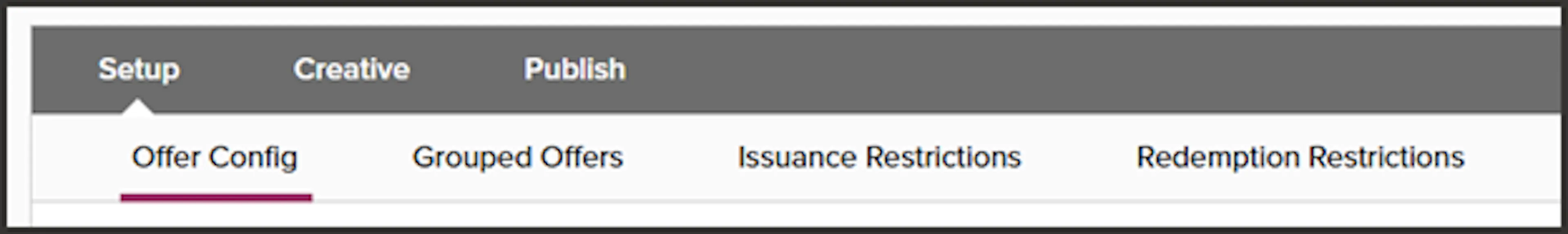 Setup tab for a Package offer