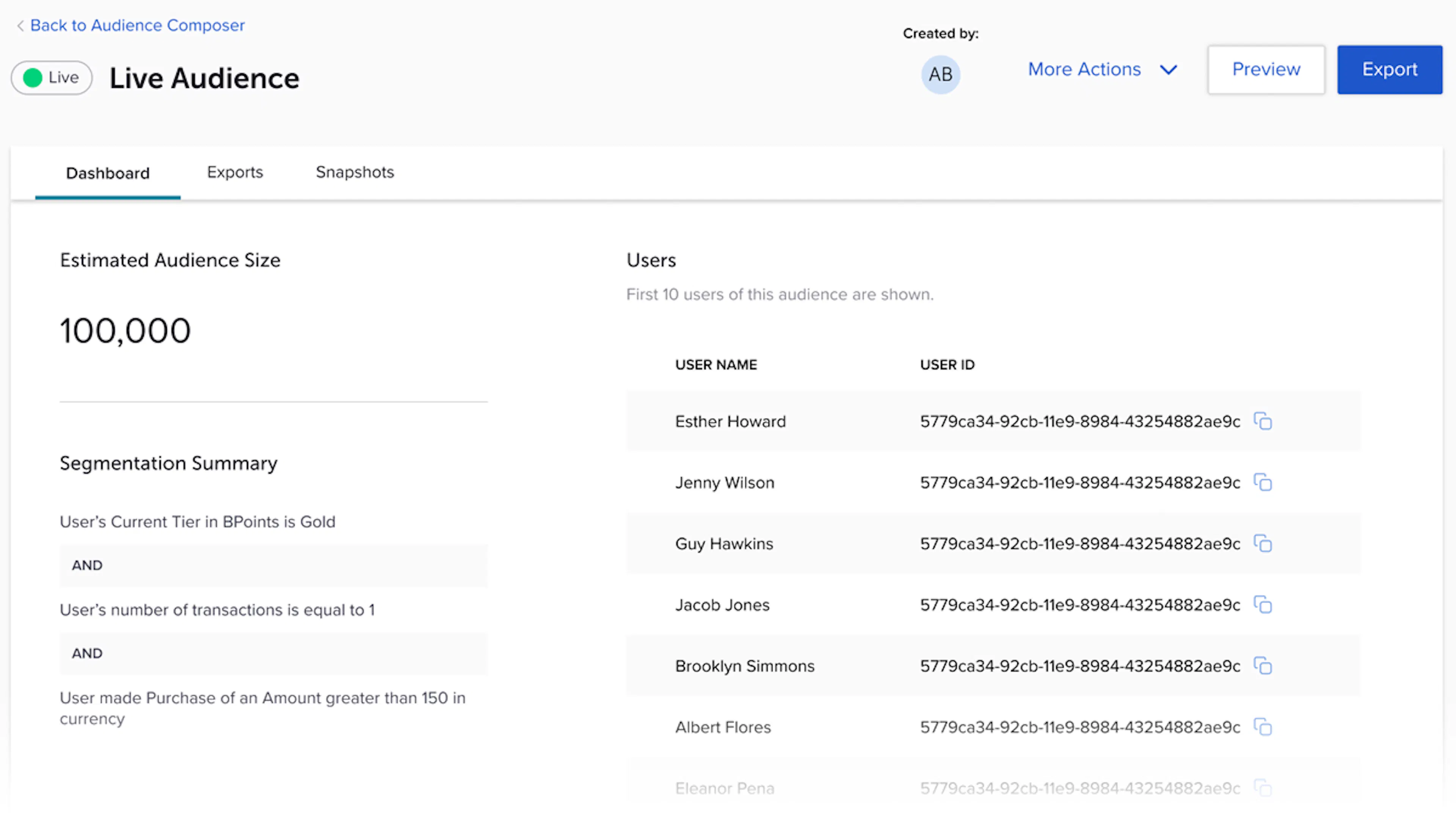 Enhancements to Composer Live Audience screenshot