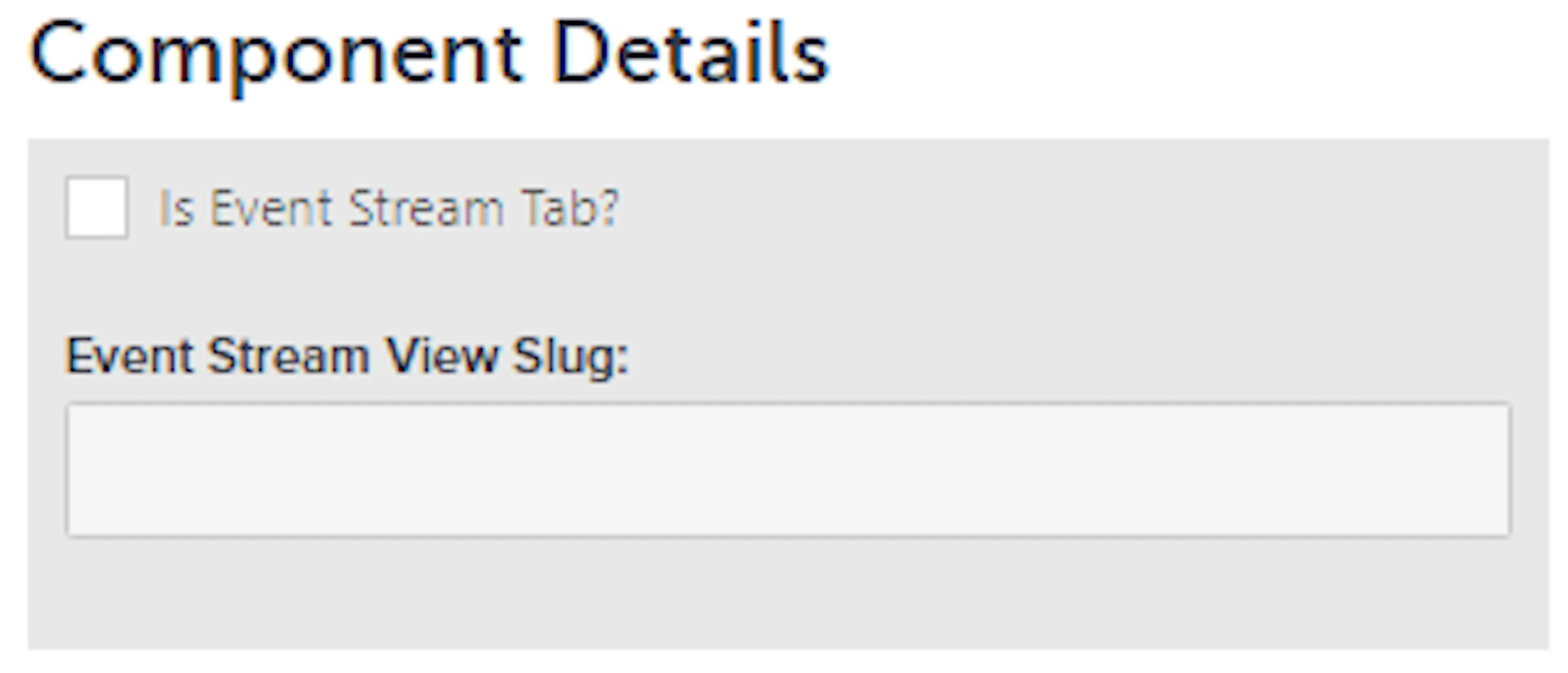Component Details dialog for other activity headers