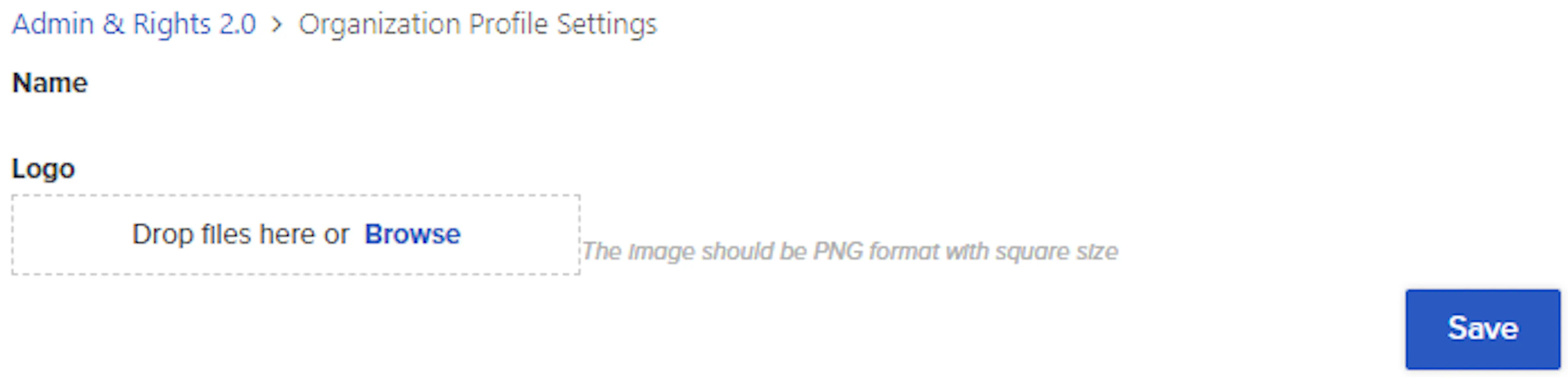 Organization Profile Settings page showing the environment name and logo