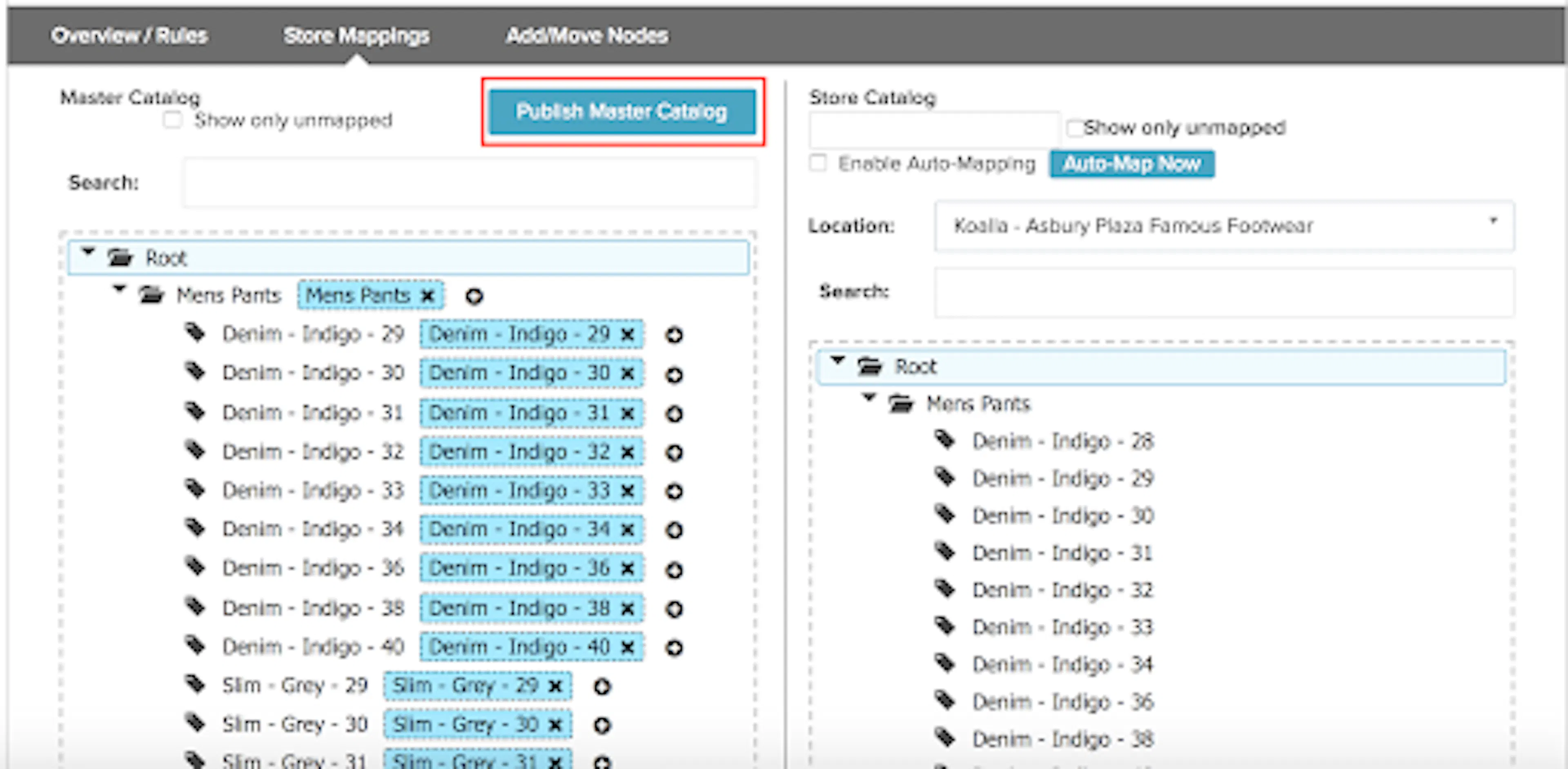 Publish Master Catalog button