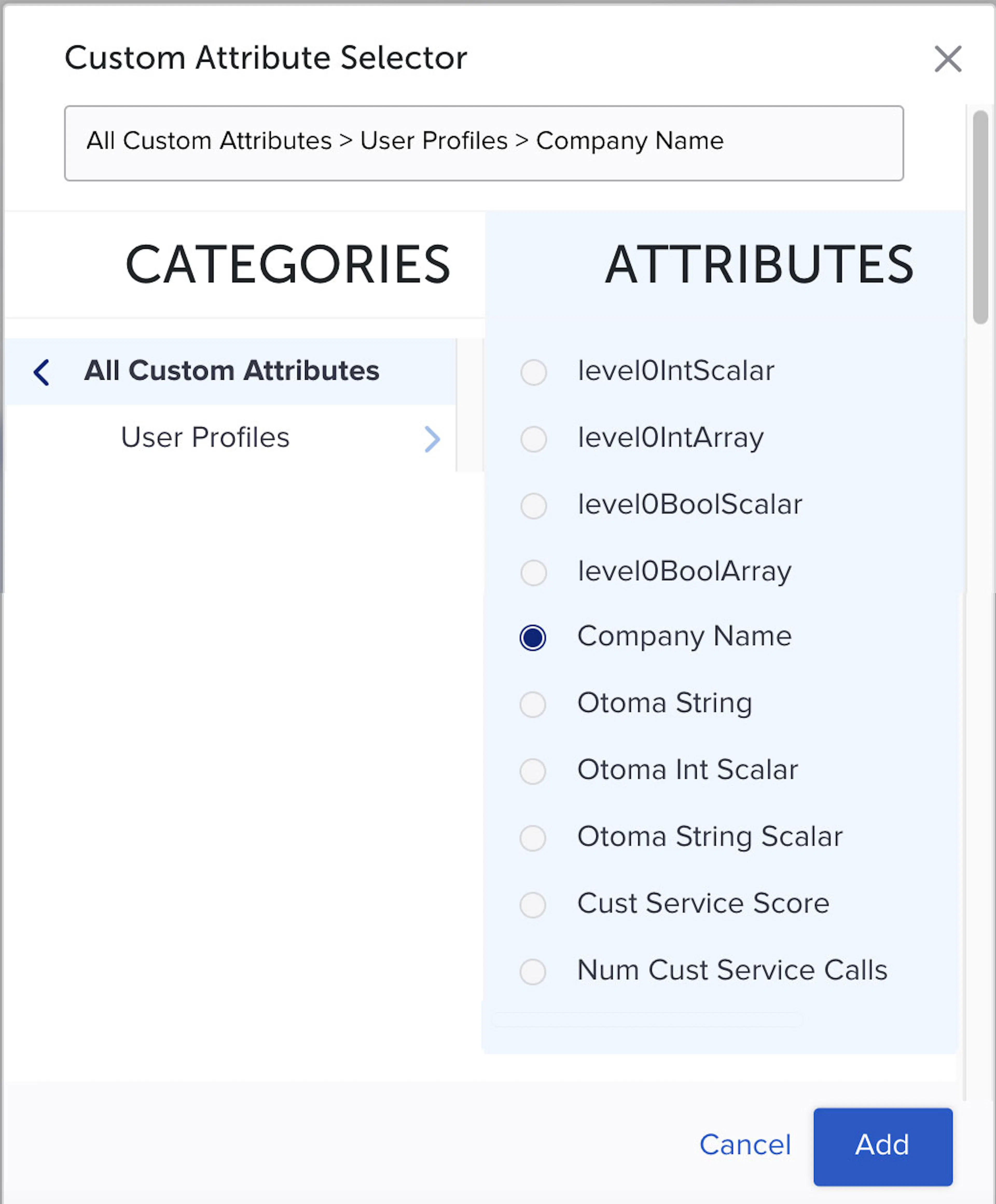 New Custom Attributes Card in Composer Builder screenshot