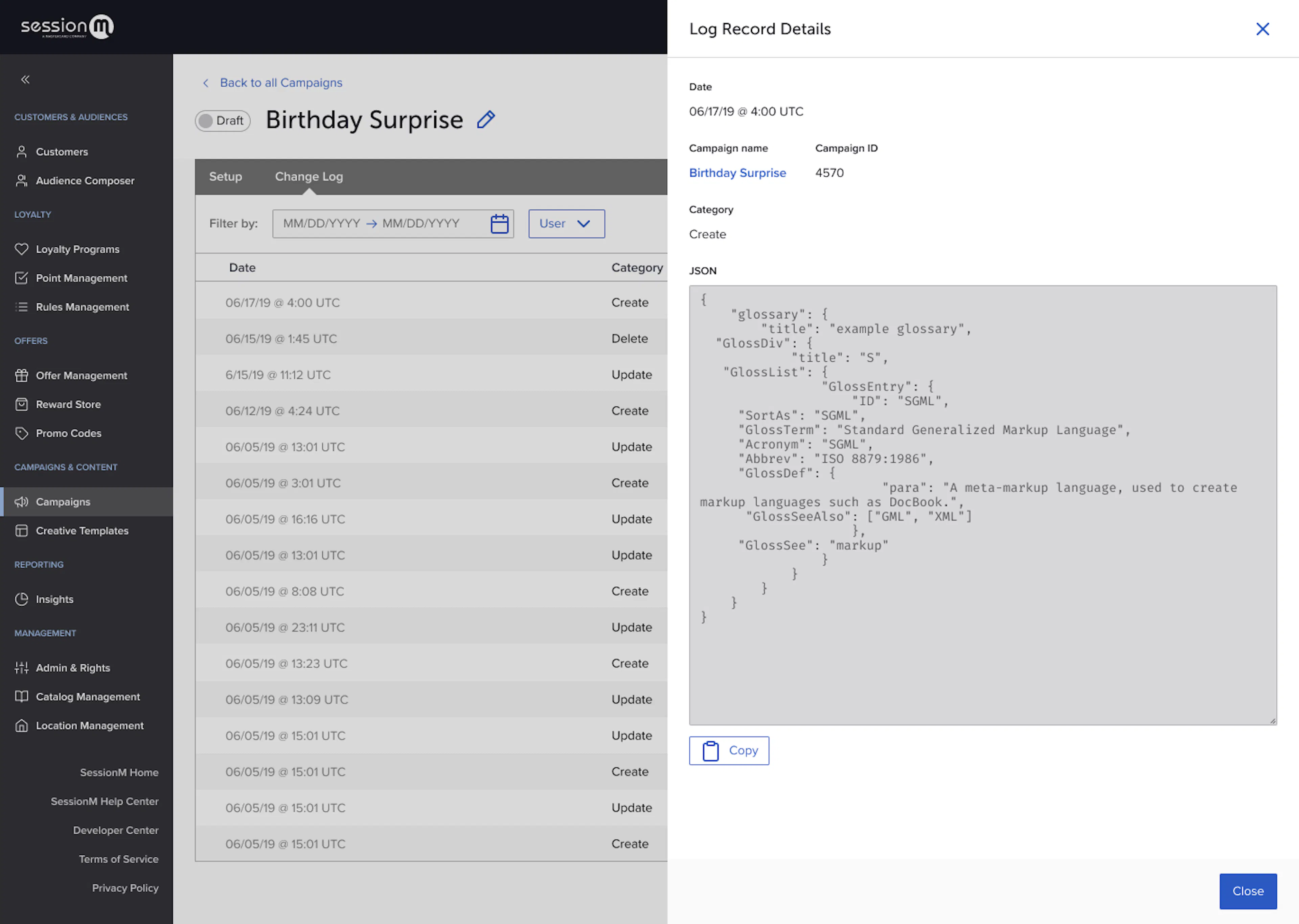 Added Campaign Audit Log screenshot