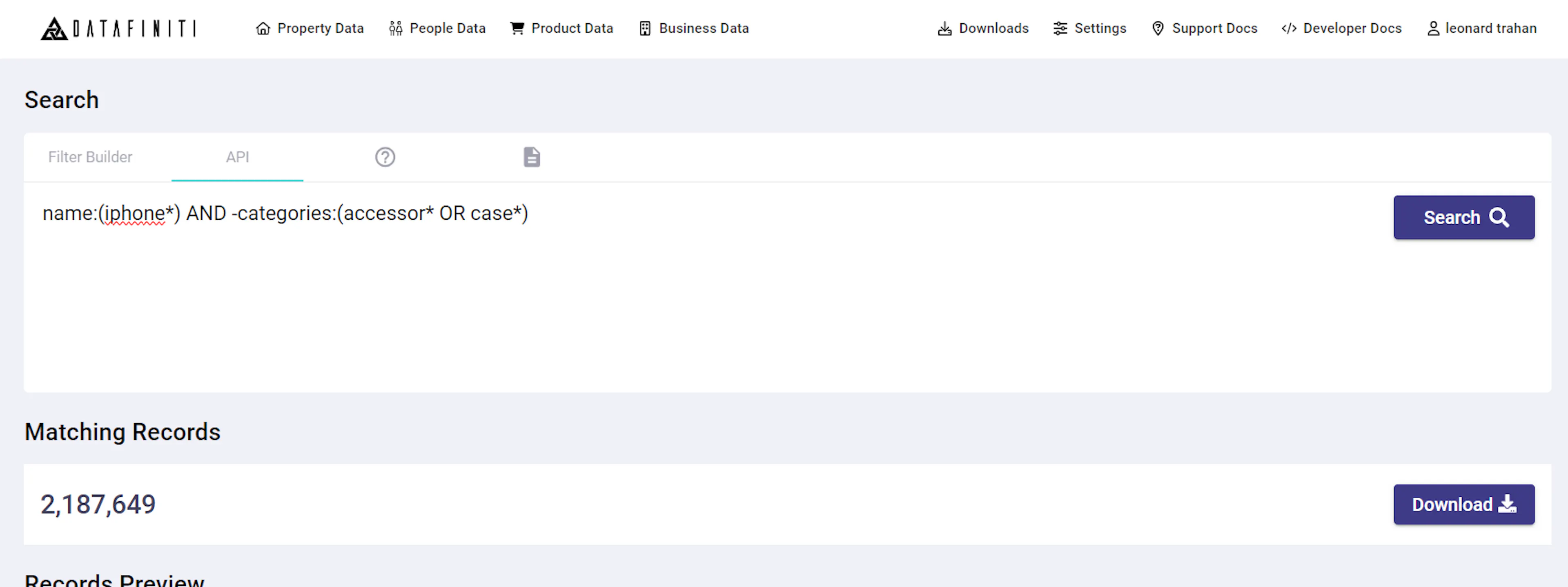 Screenshot showing writing your own url query