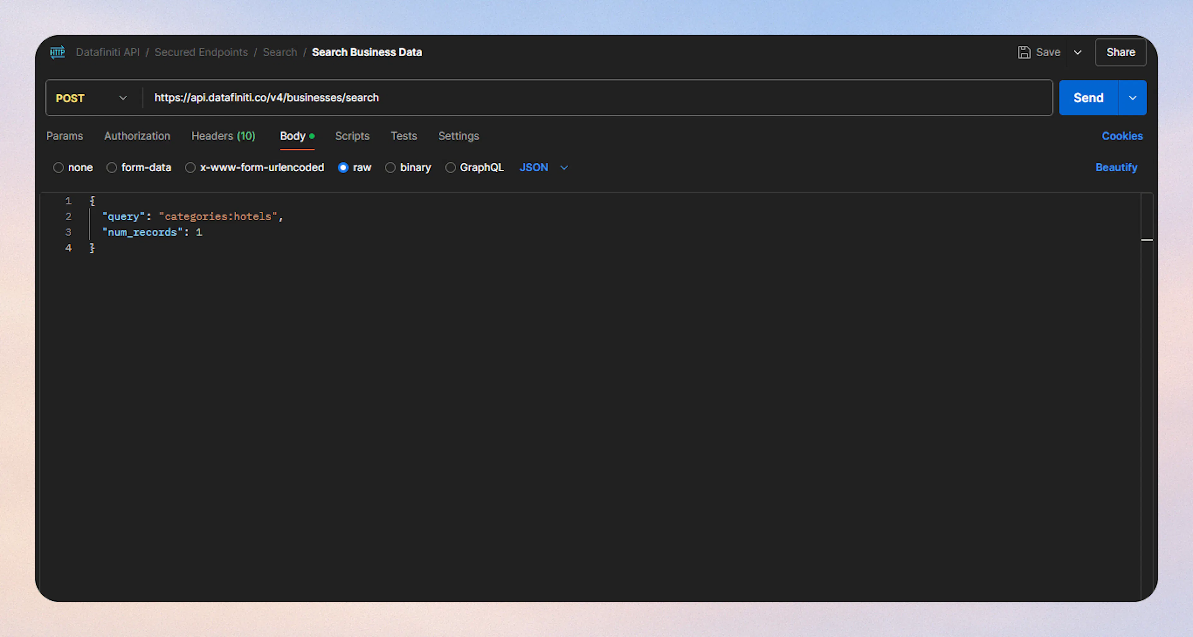 Screenshot showing 3. run your first search