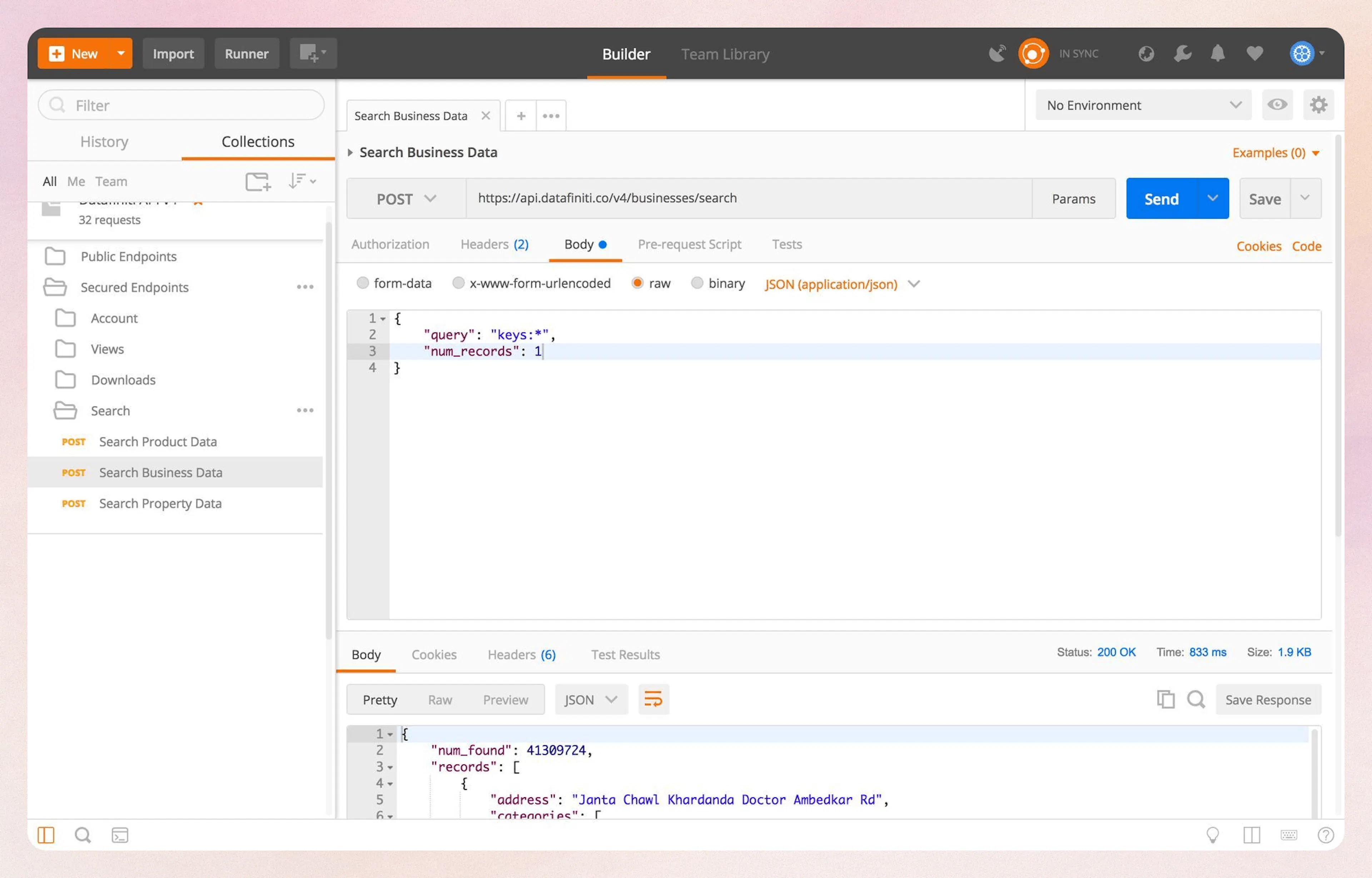 Running a query in Postman