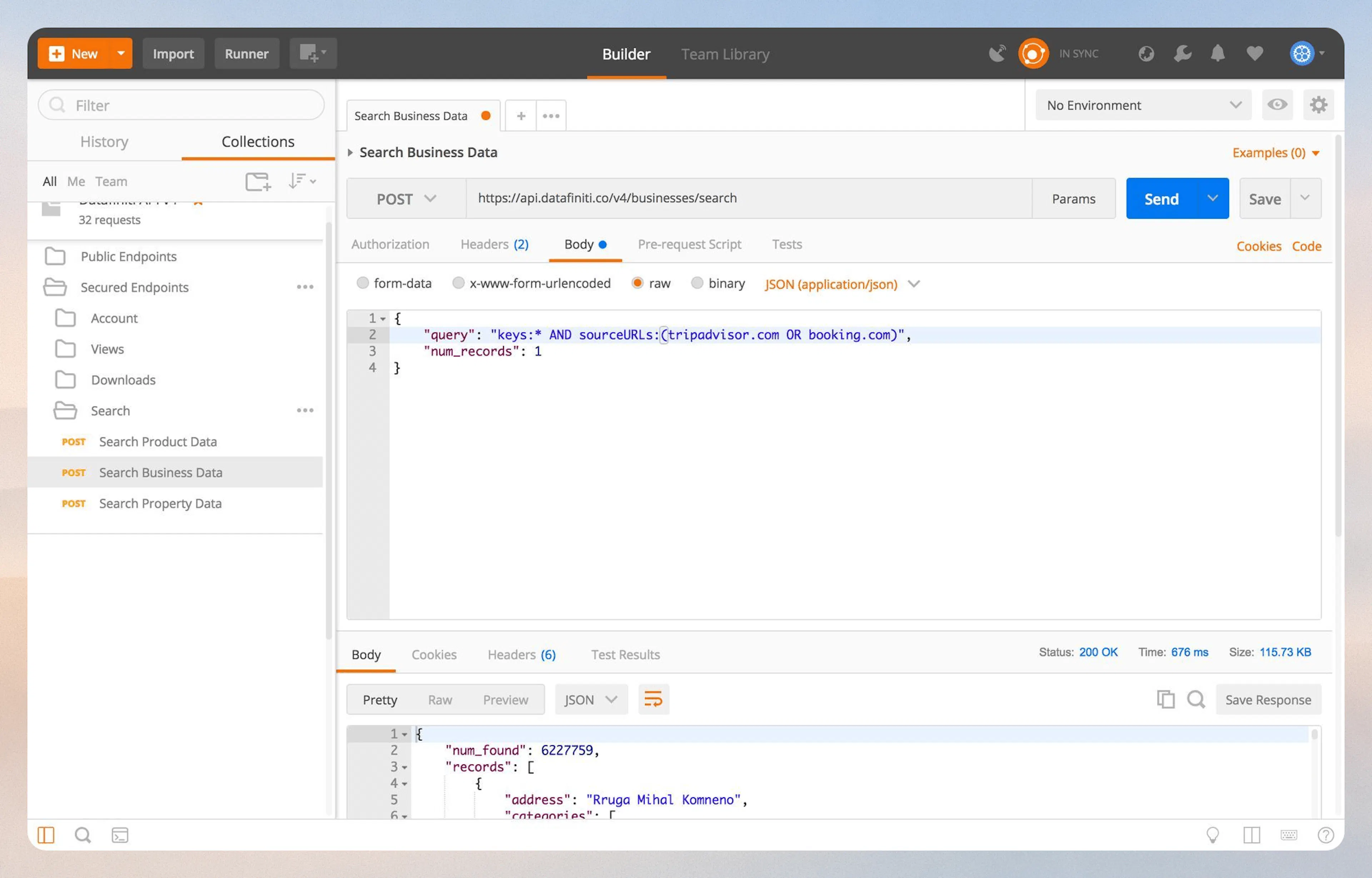 Narrowing the search in Postman
