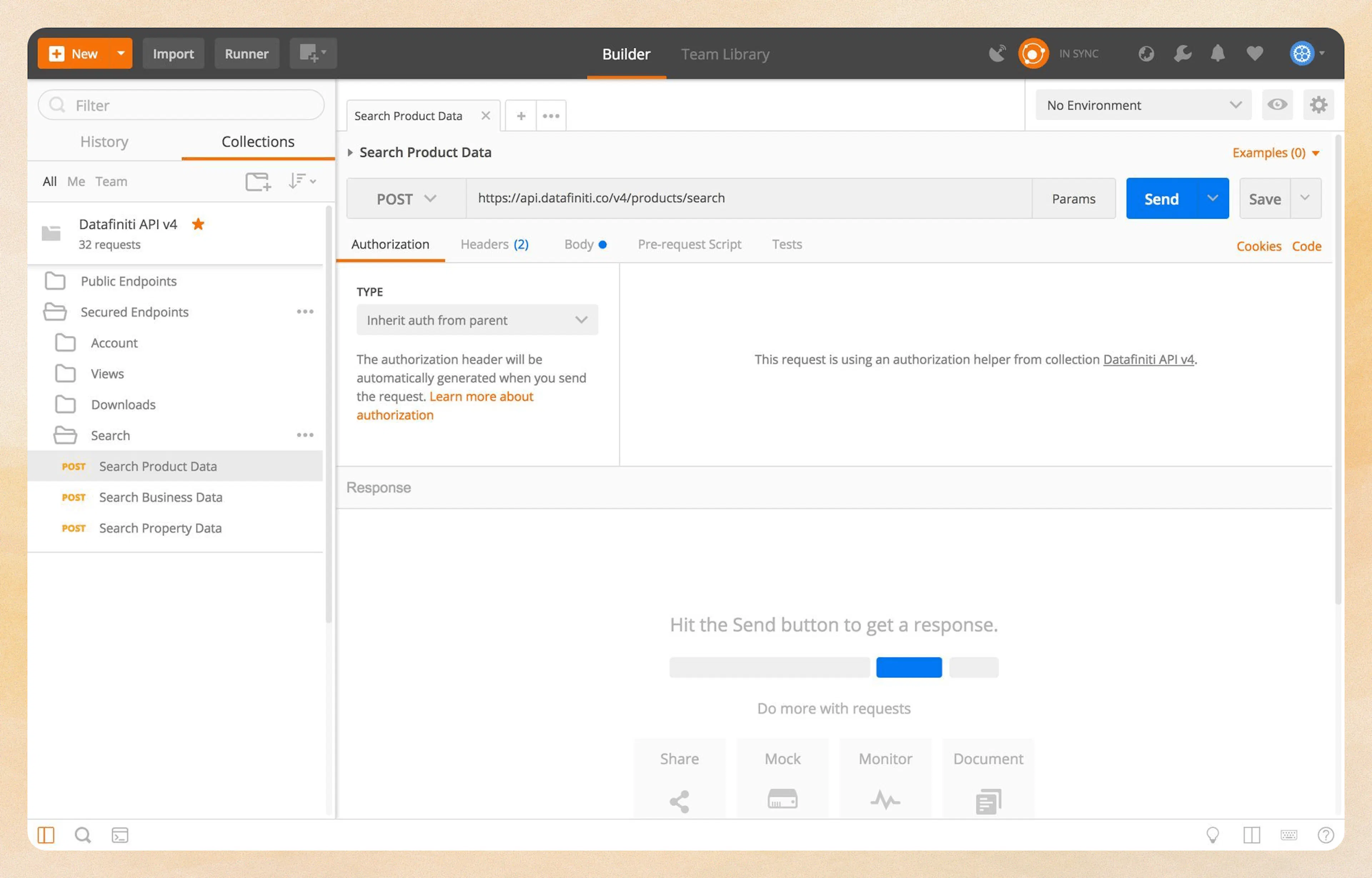 Click on "Search Product Data" to get started.