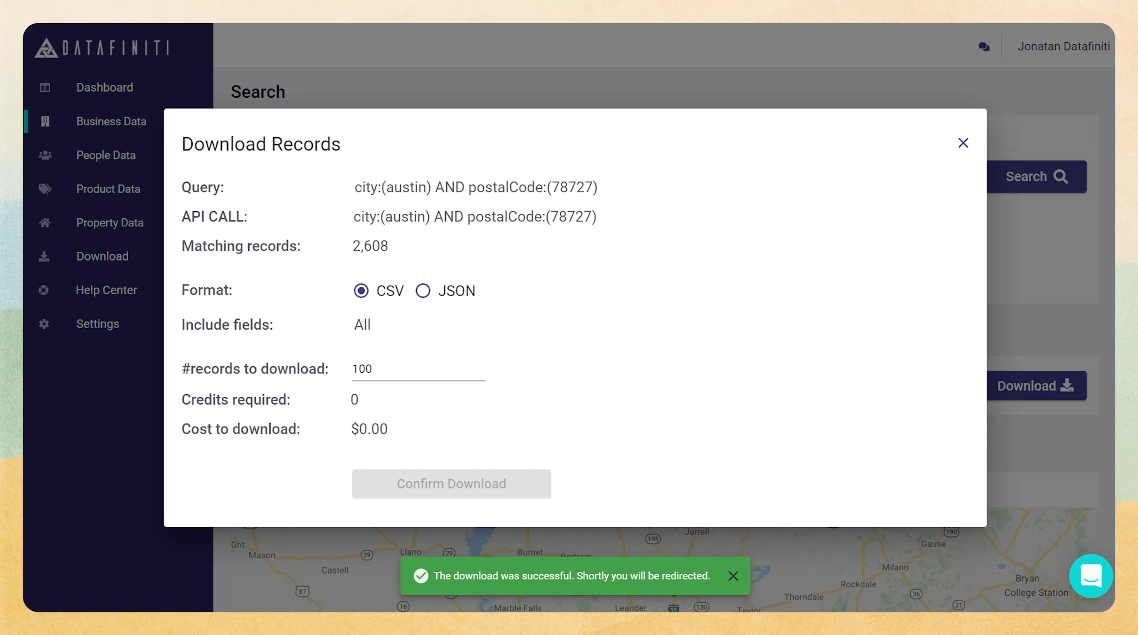 Download in progress notification