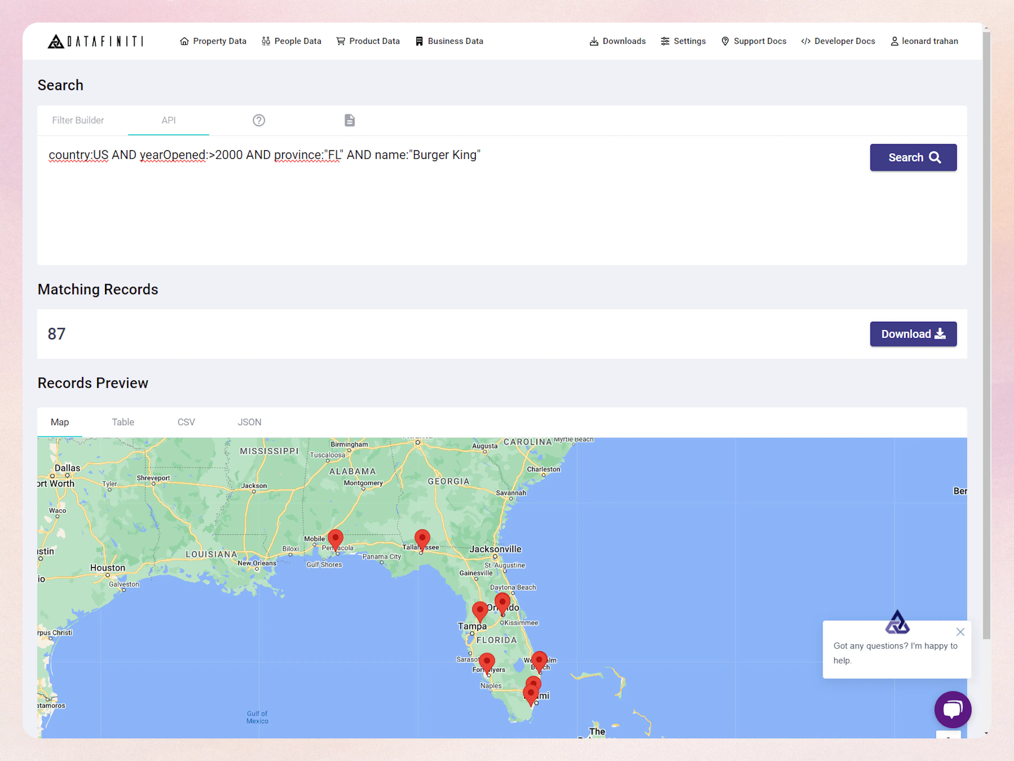 Screenshot showing api