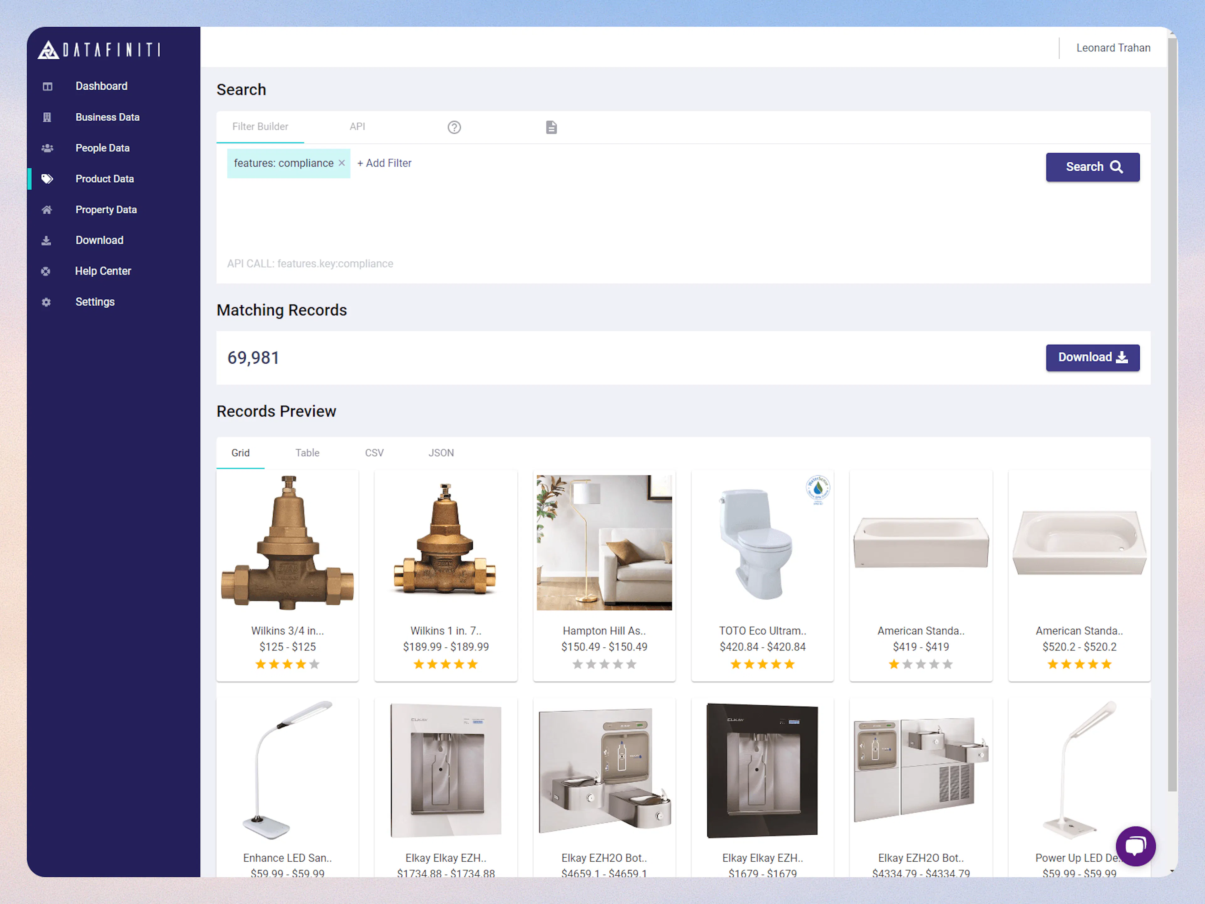 Screenshot showing select the features key