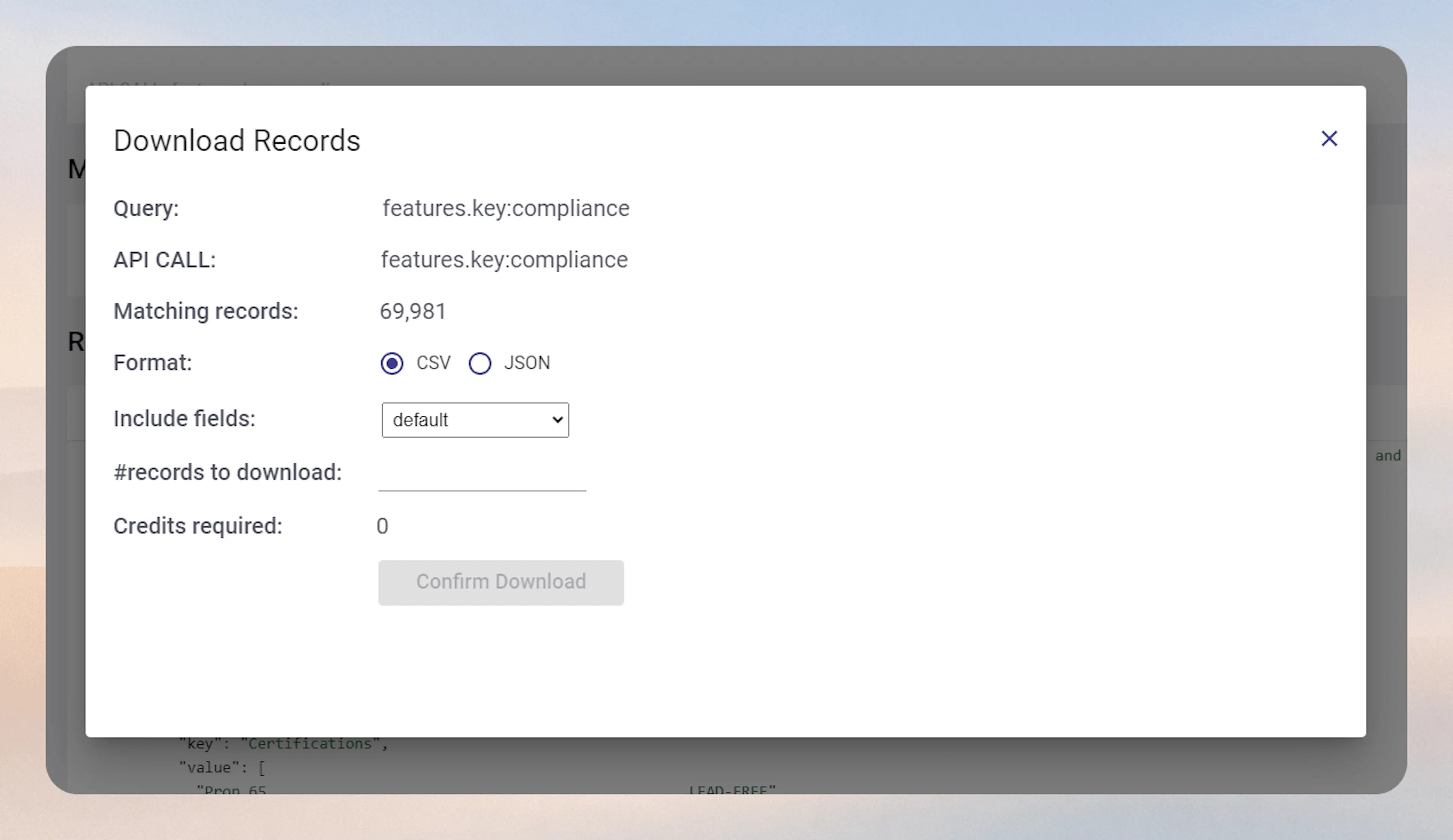 Screenshot showing downloading your results