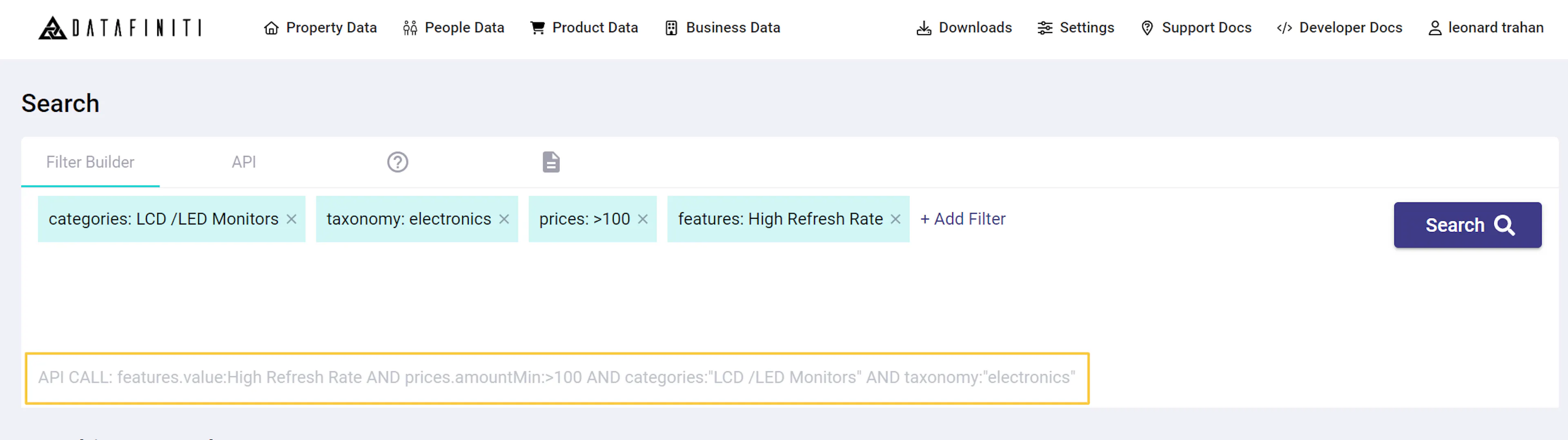 Screenshot showing searching for product reviews through api requests