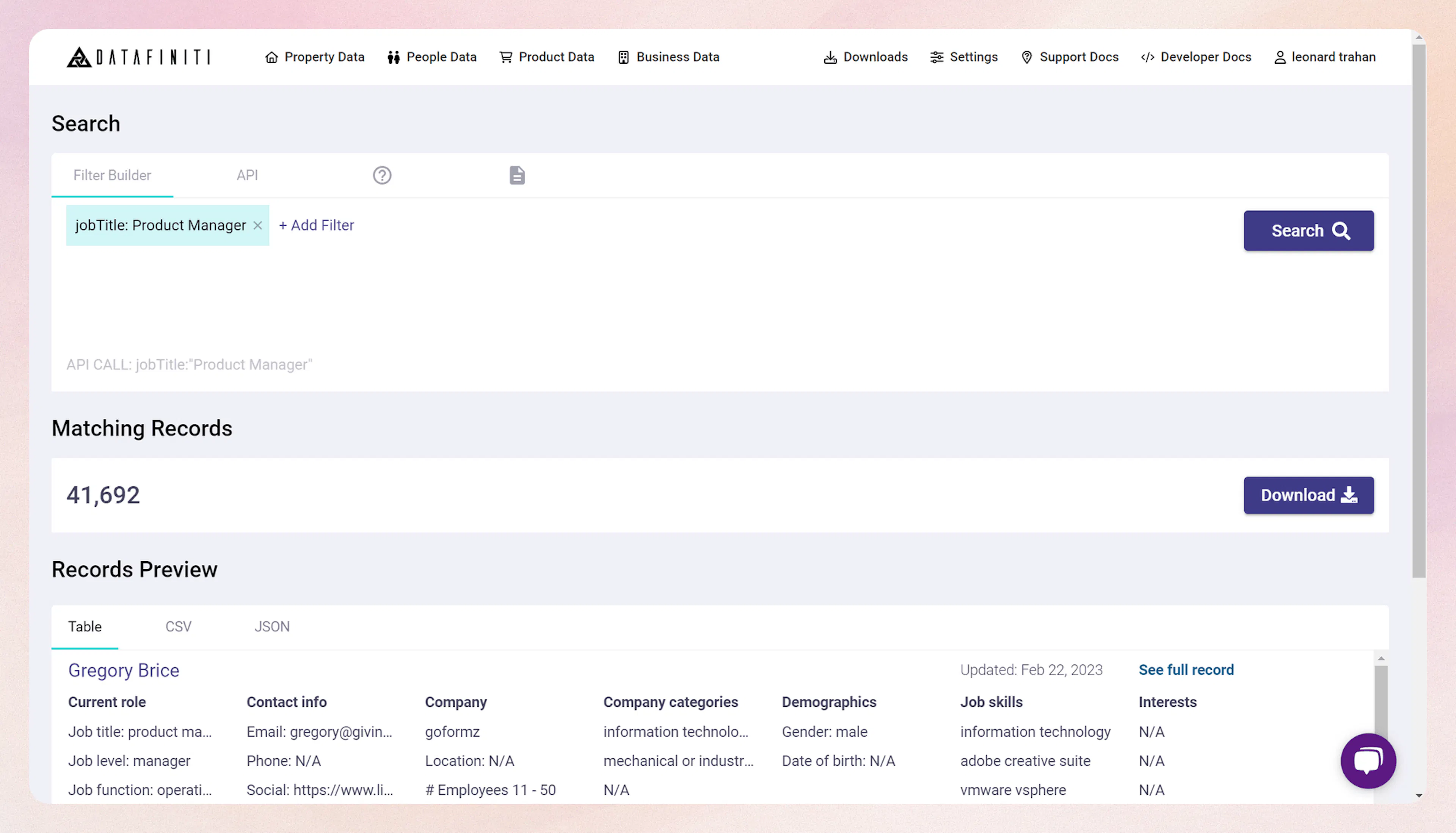 Screenshot showing developing your search query
