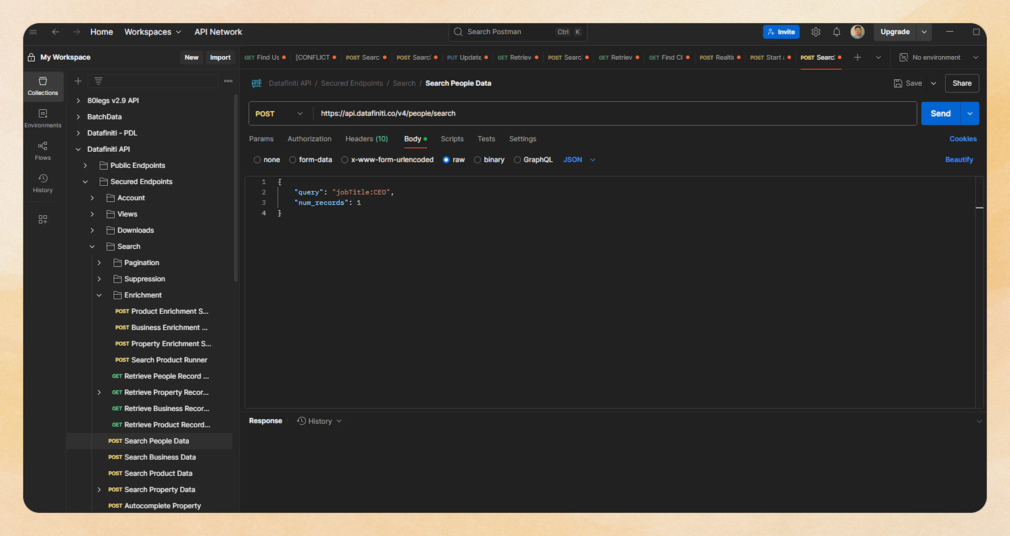 Screenshot showing 3. run your first search