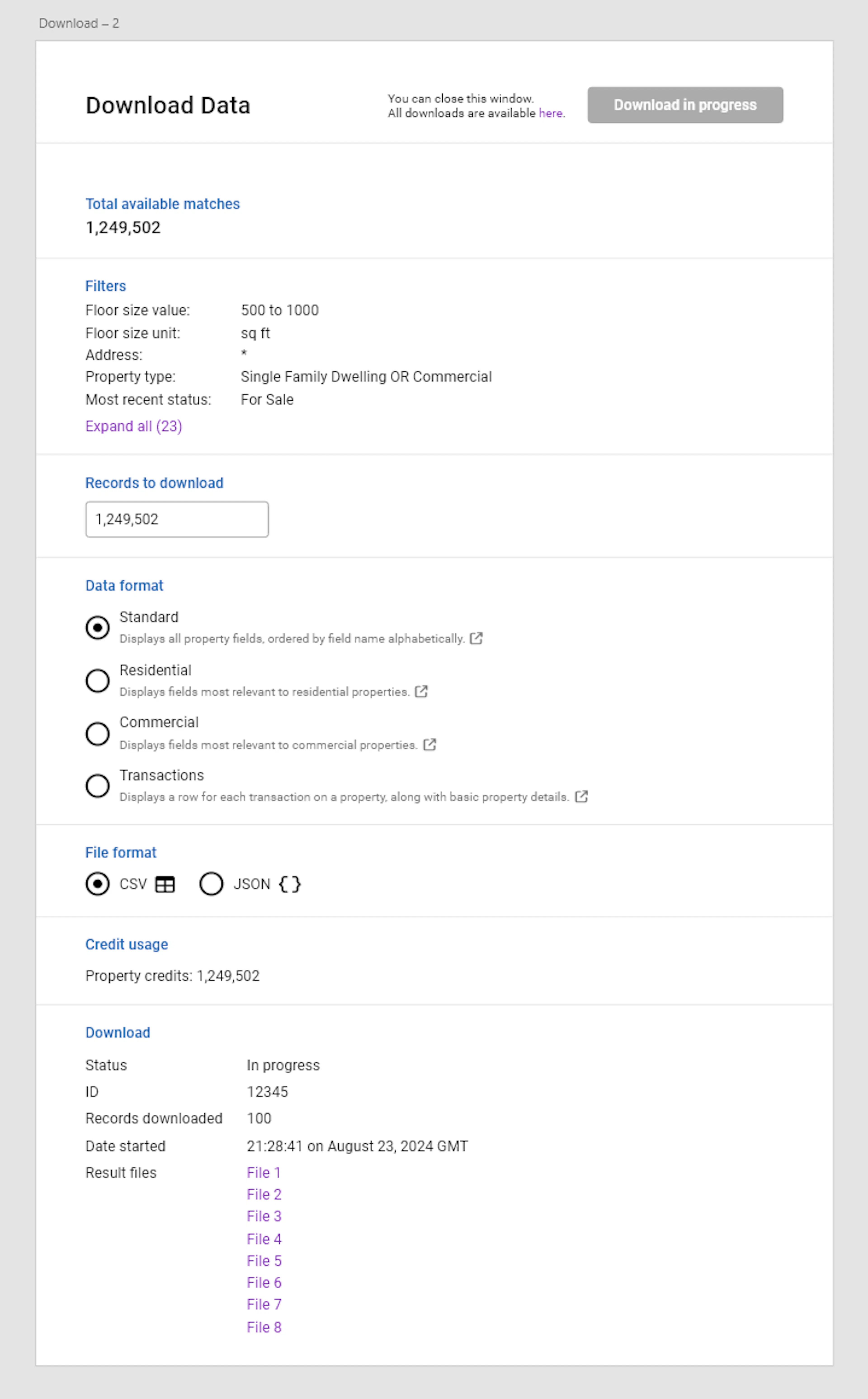 Property data views interface