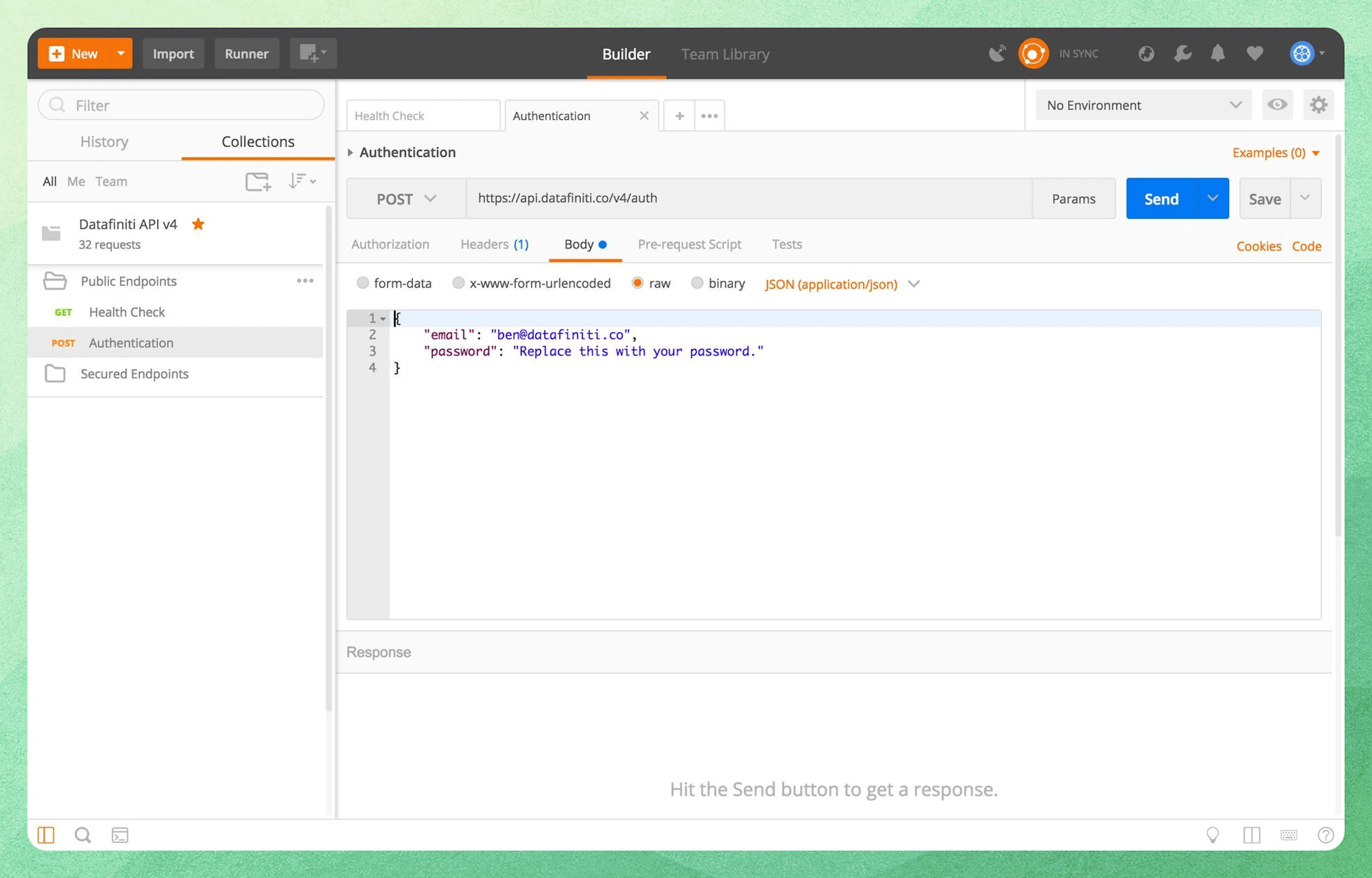 Authentication endpoint for retrieving user token