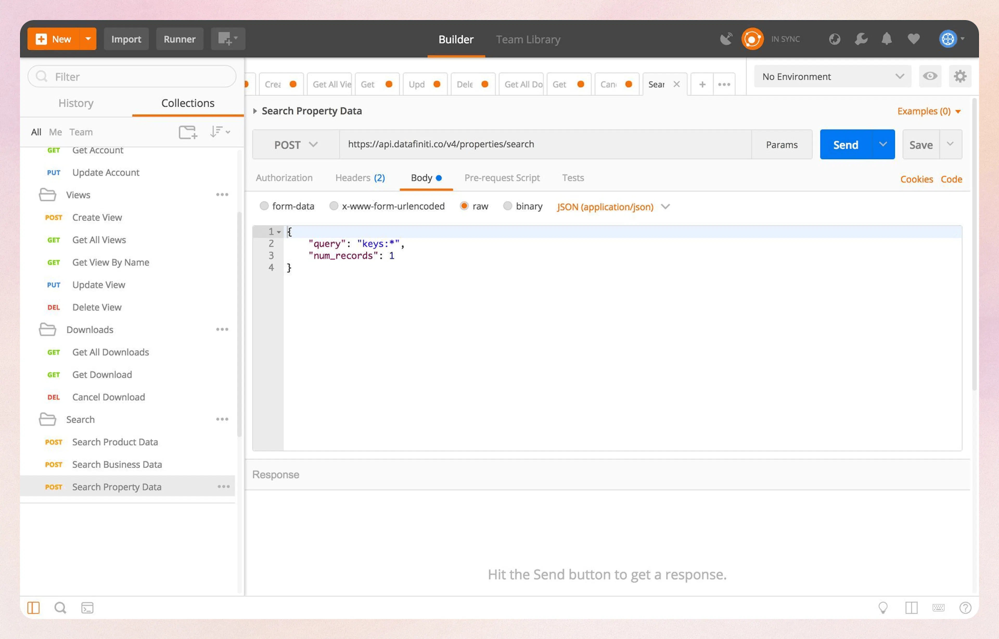 Search Property Data endpoint in Postman