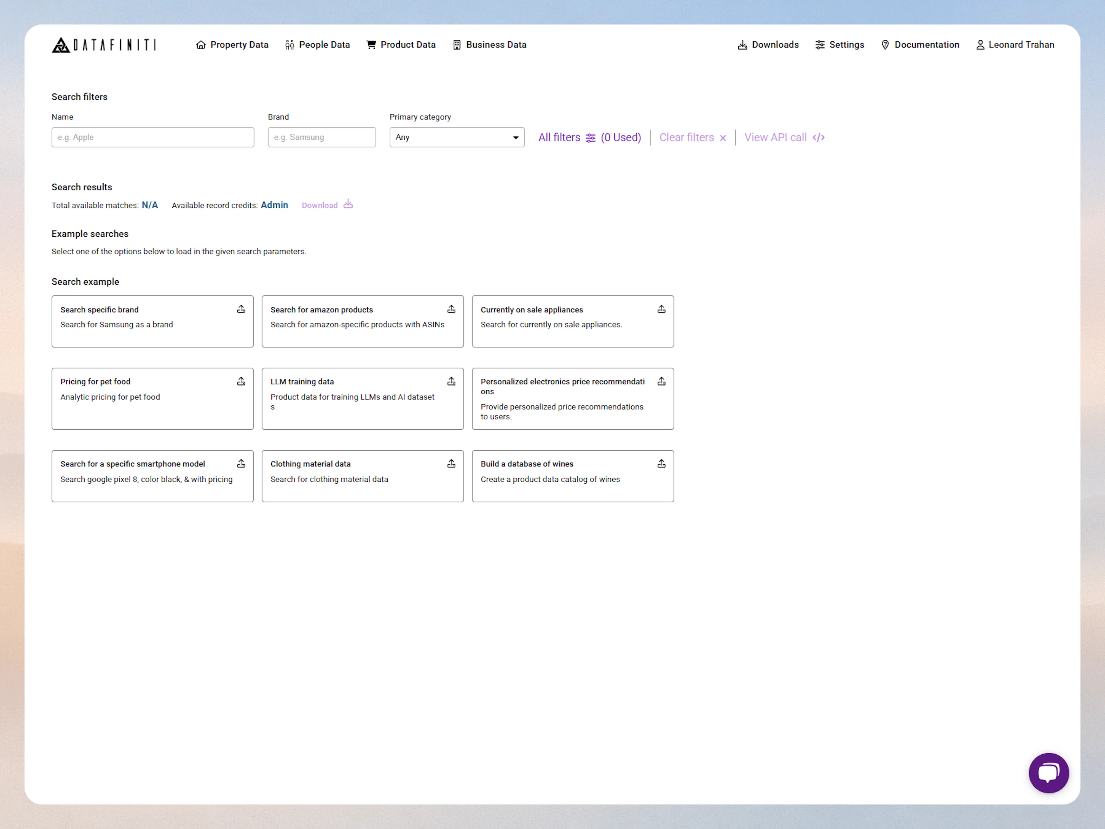 Screenshot showing navigating to product data