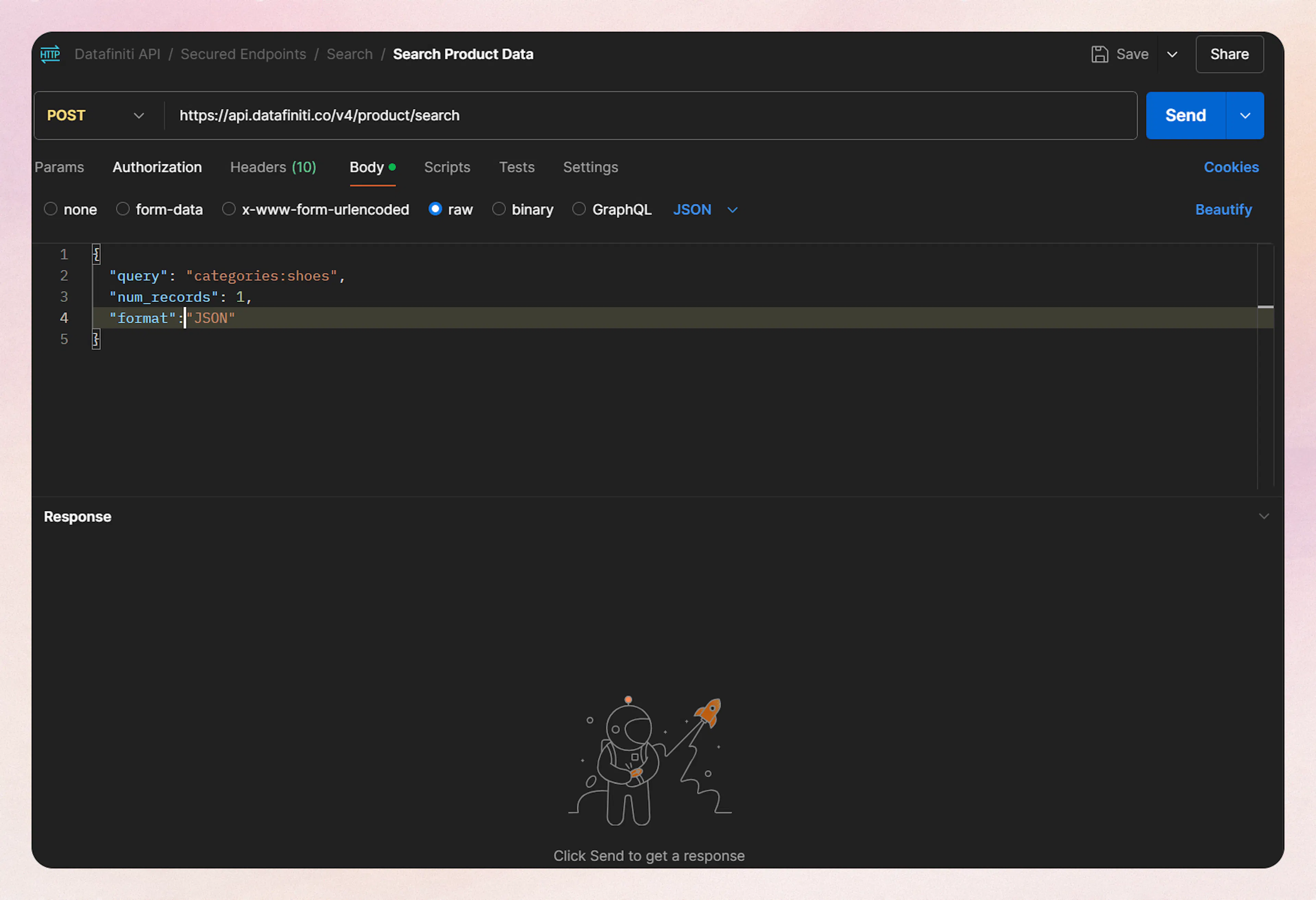 Screenshot showing 3. run your first search