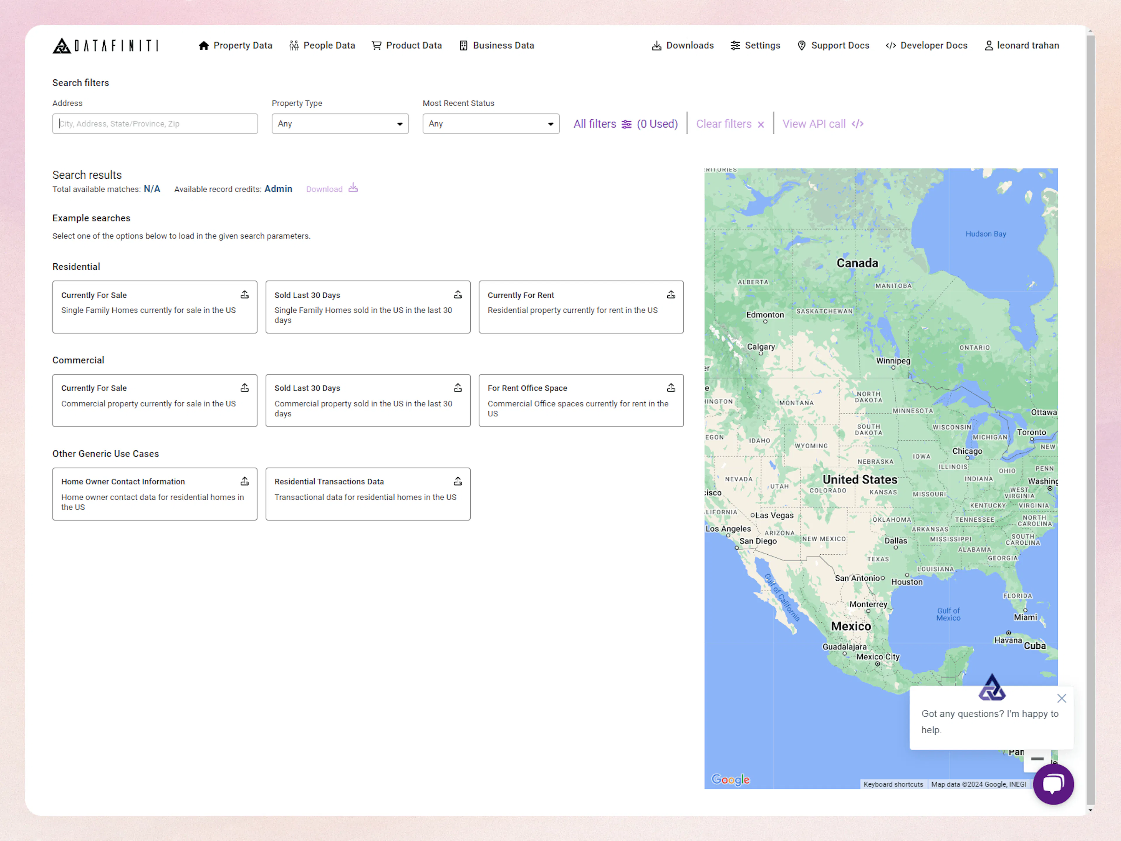 Screenshot showing basic search features