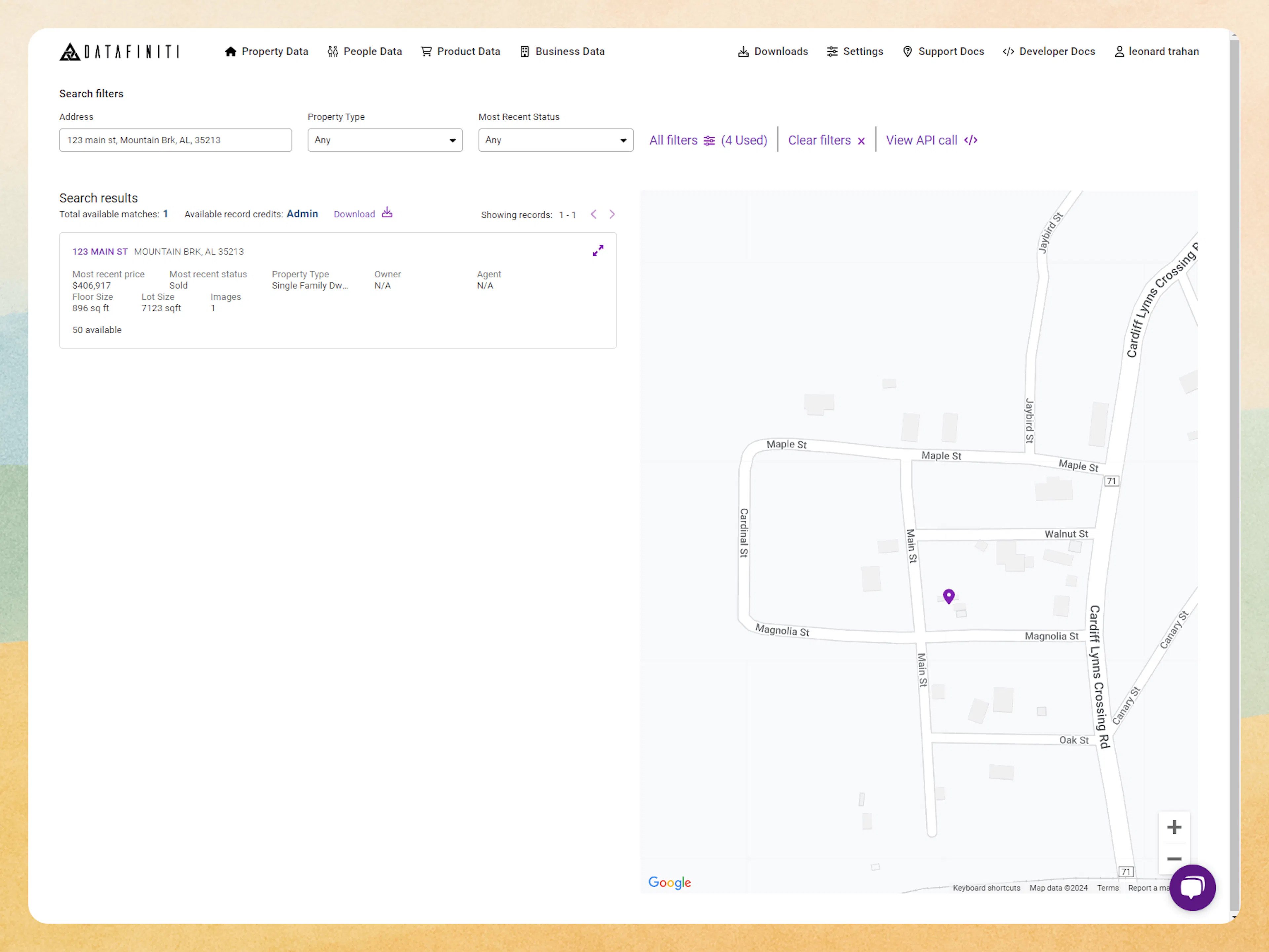 Screenshot showing basic search features