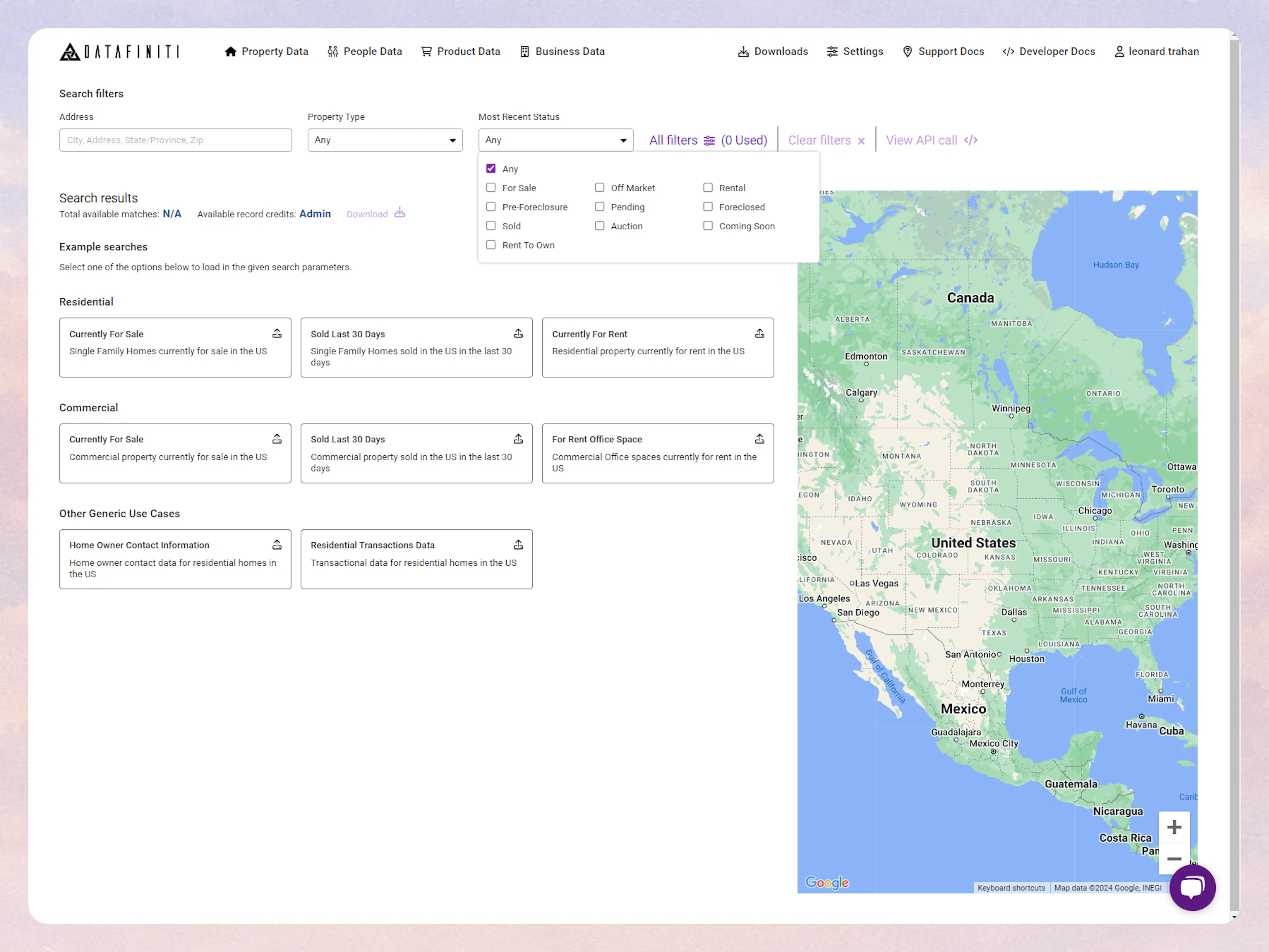 Screenshot showing most recent status