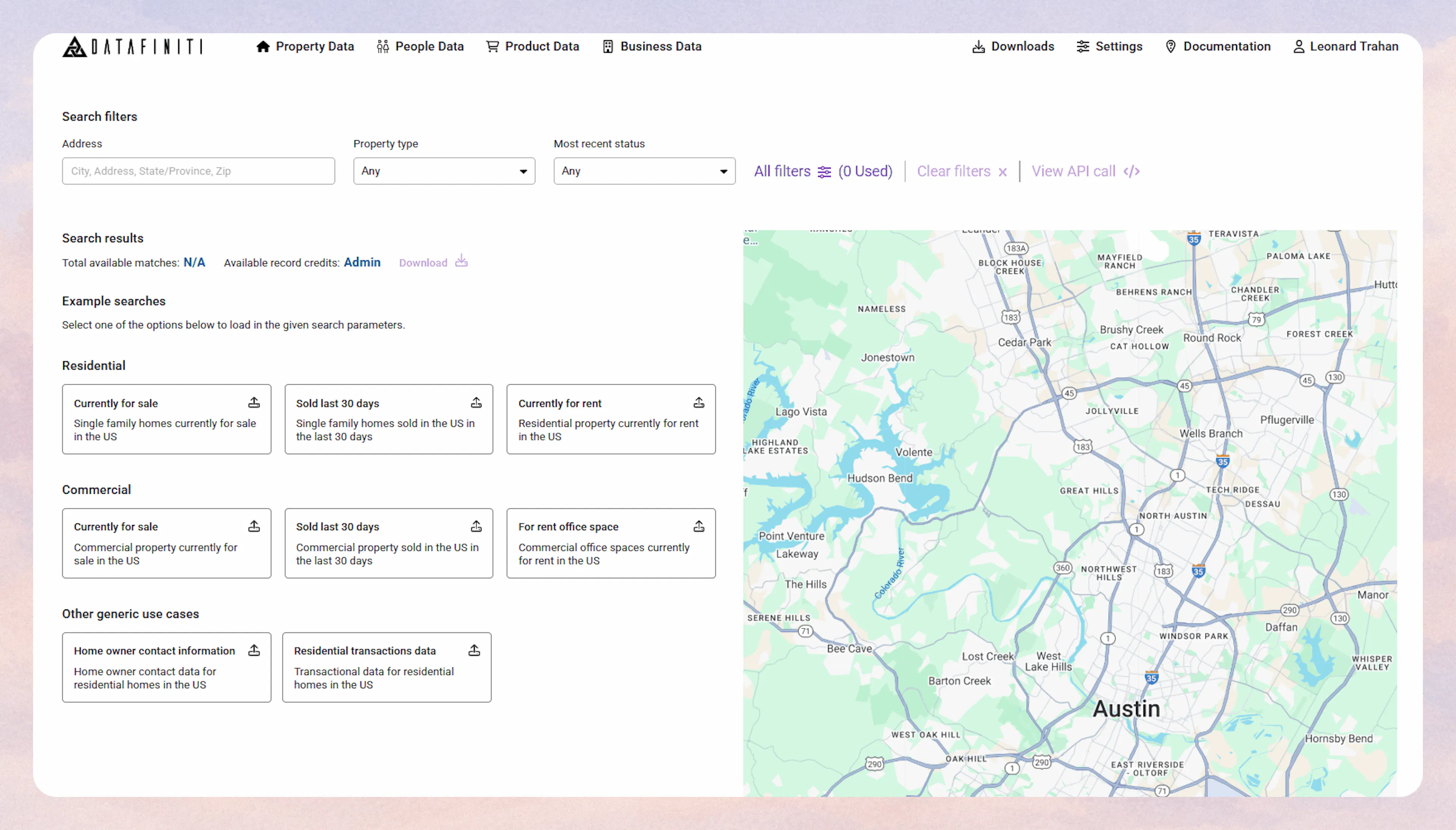 Adding filters in the property data filter builder