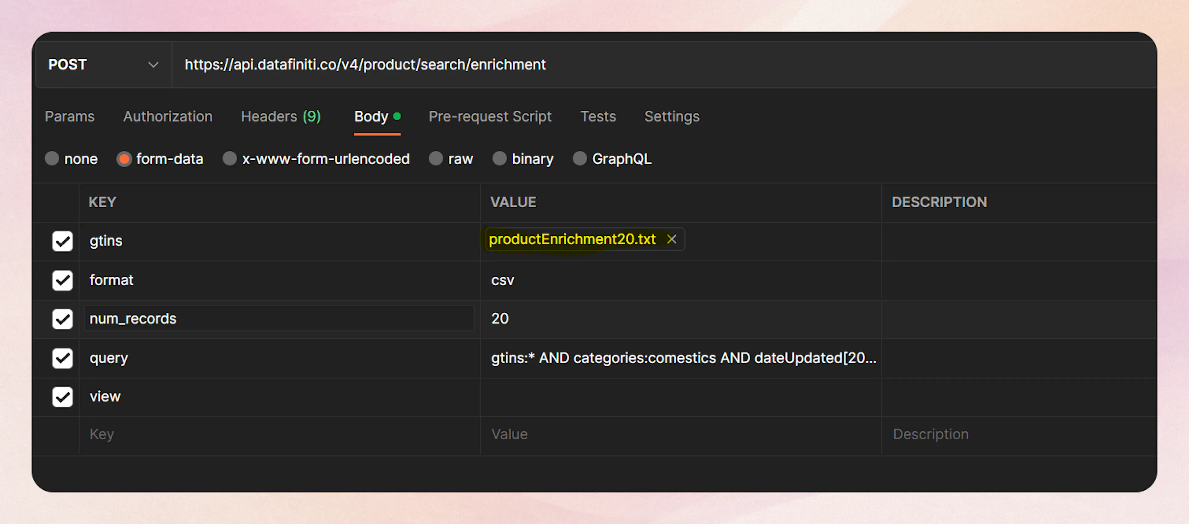 Selecting the JSON enrichment file